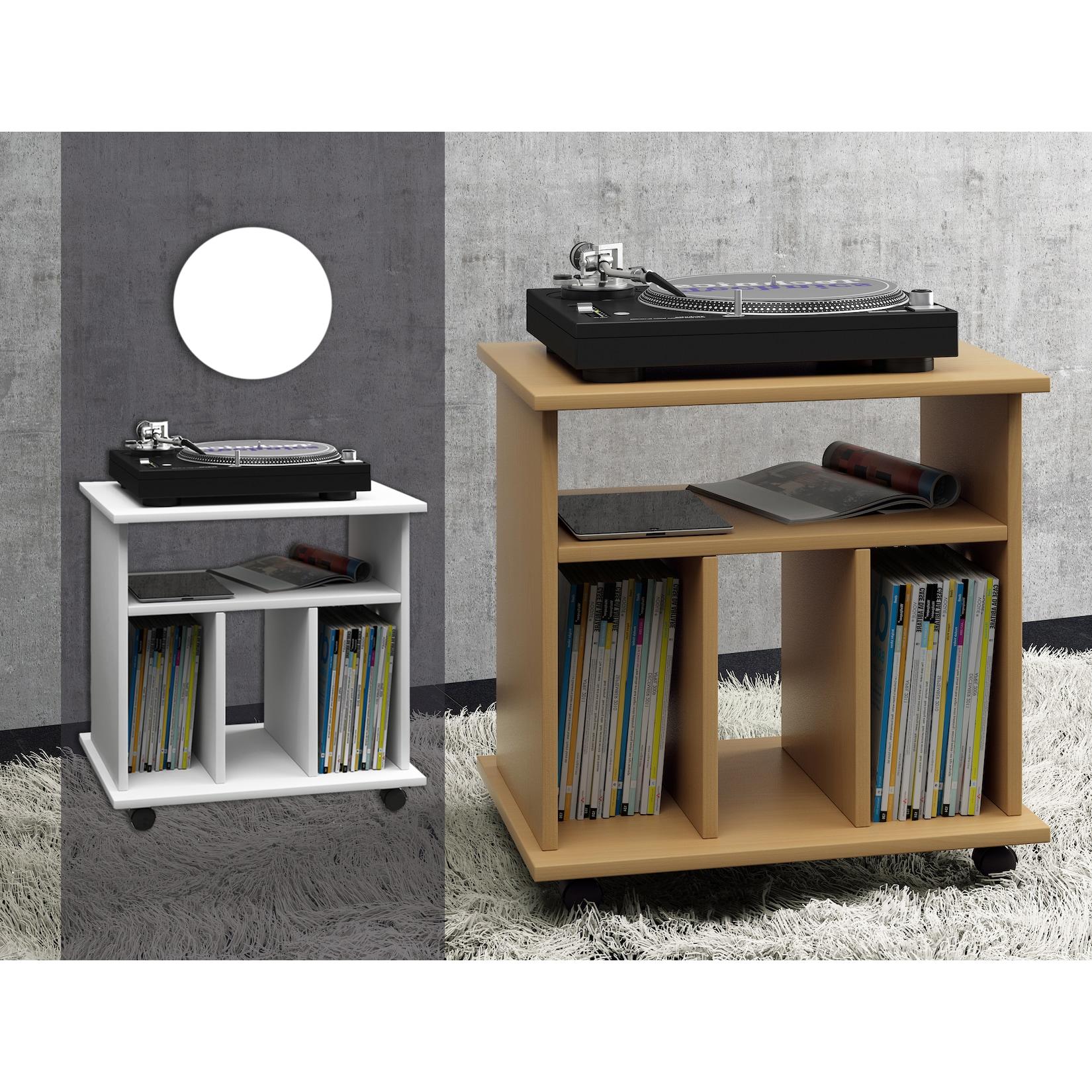 VCM Holz Beistelltisch Couchtisch schlicht Sofatisch Rollen Maße ca. H. 59 x B. 60 x T. 45 cm rollbar Kaffeetisch - Tabina