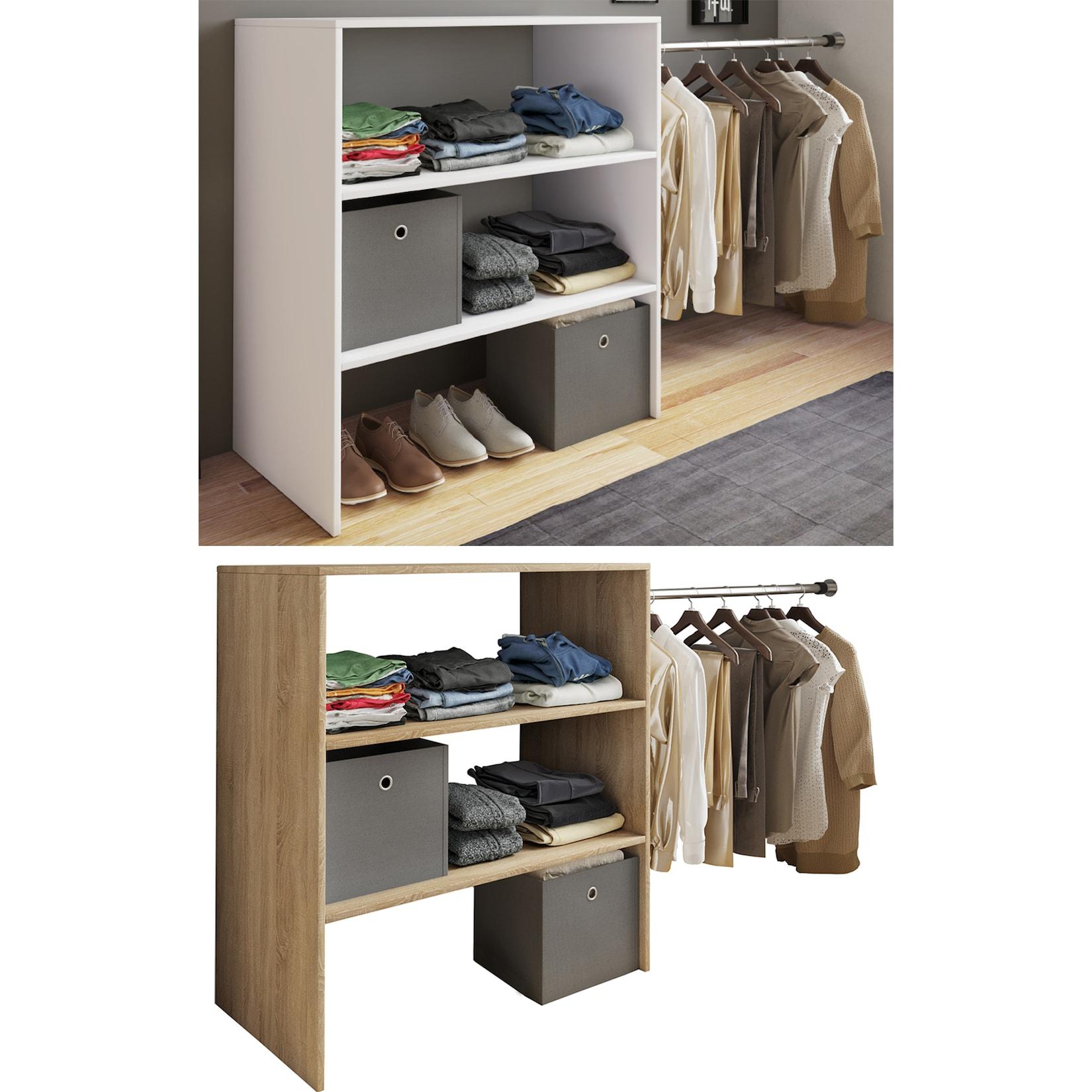 VCM Holz Kleiderschrank offener Schrank begehbarer Kleiderregal Raumwunder mit Kleiderstange Maße ca. B. 90 x H. 100 x T. 50 cm - Dacho ll