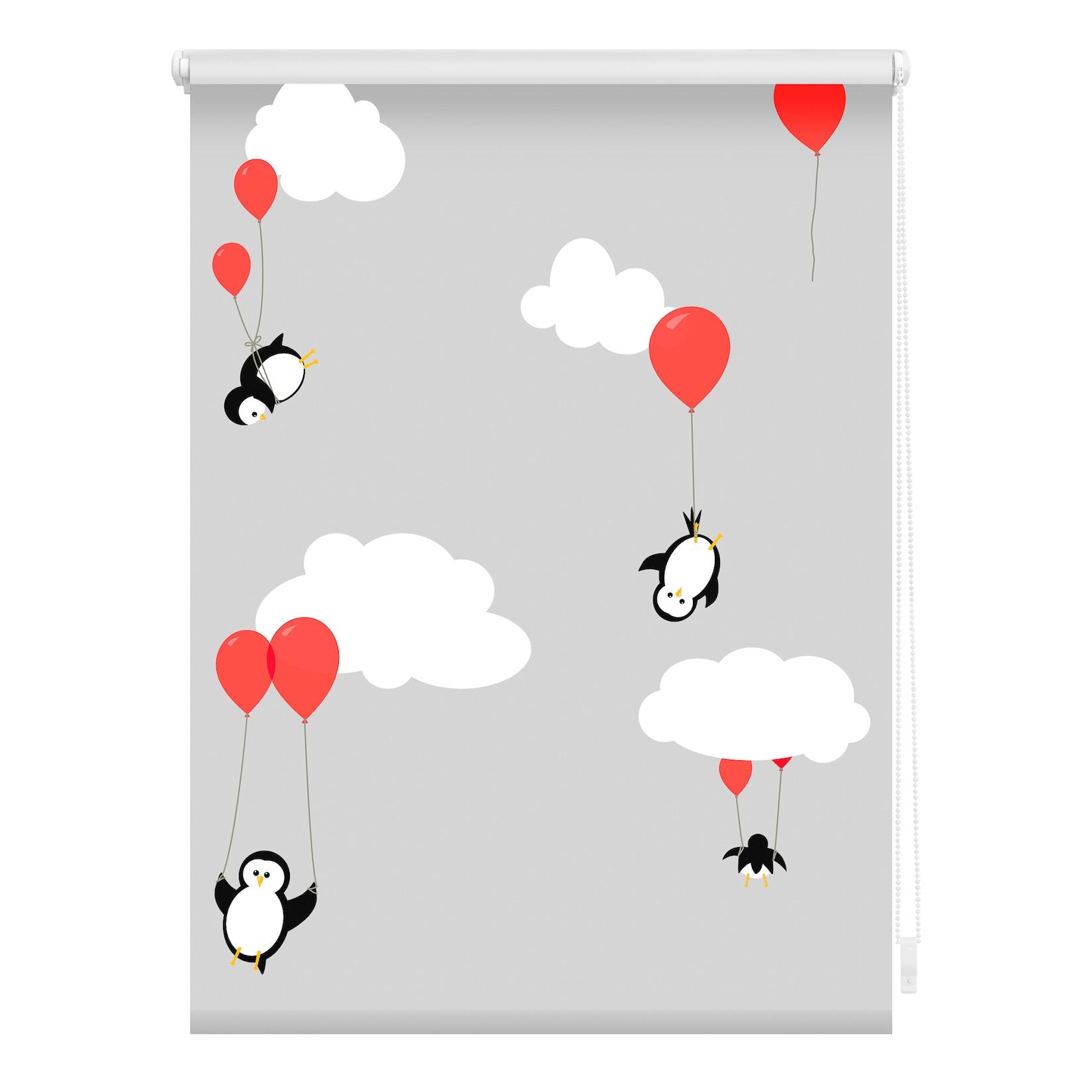 Lichtblick Rollo Klemmfix, ohne Bohren, blickdicht, Pinguine - Rot