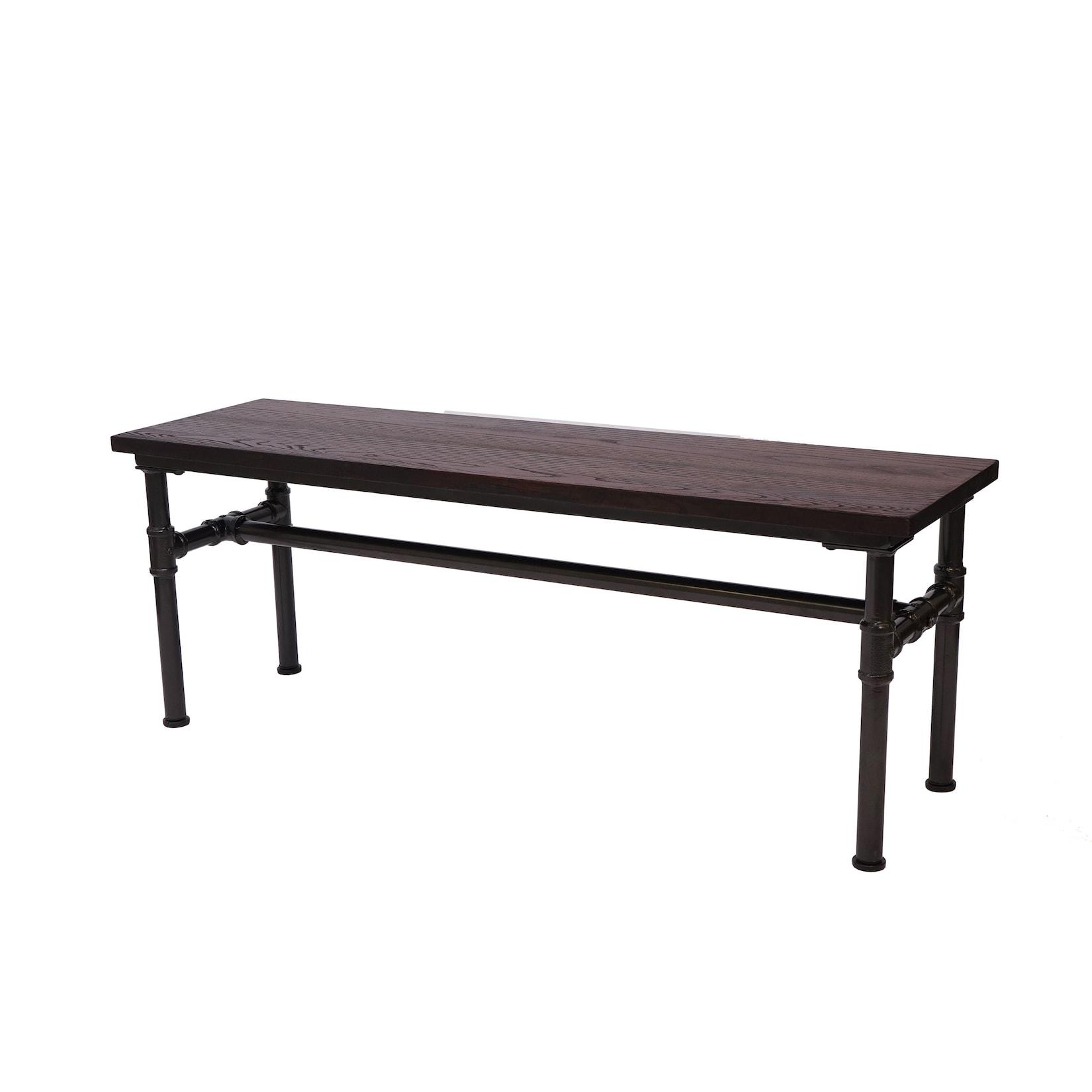 Sitzbank Mcw-H10B, Esszimmerbank Bank Hocker, Ulme Holz Industriedesign, 120X35Cm Mvg-Zertifiziert, Schwarz-Braun