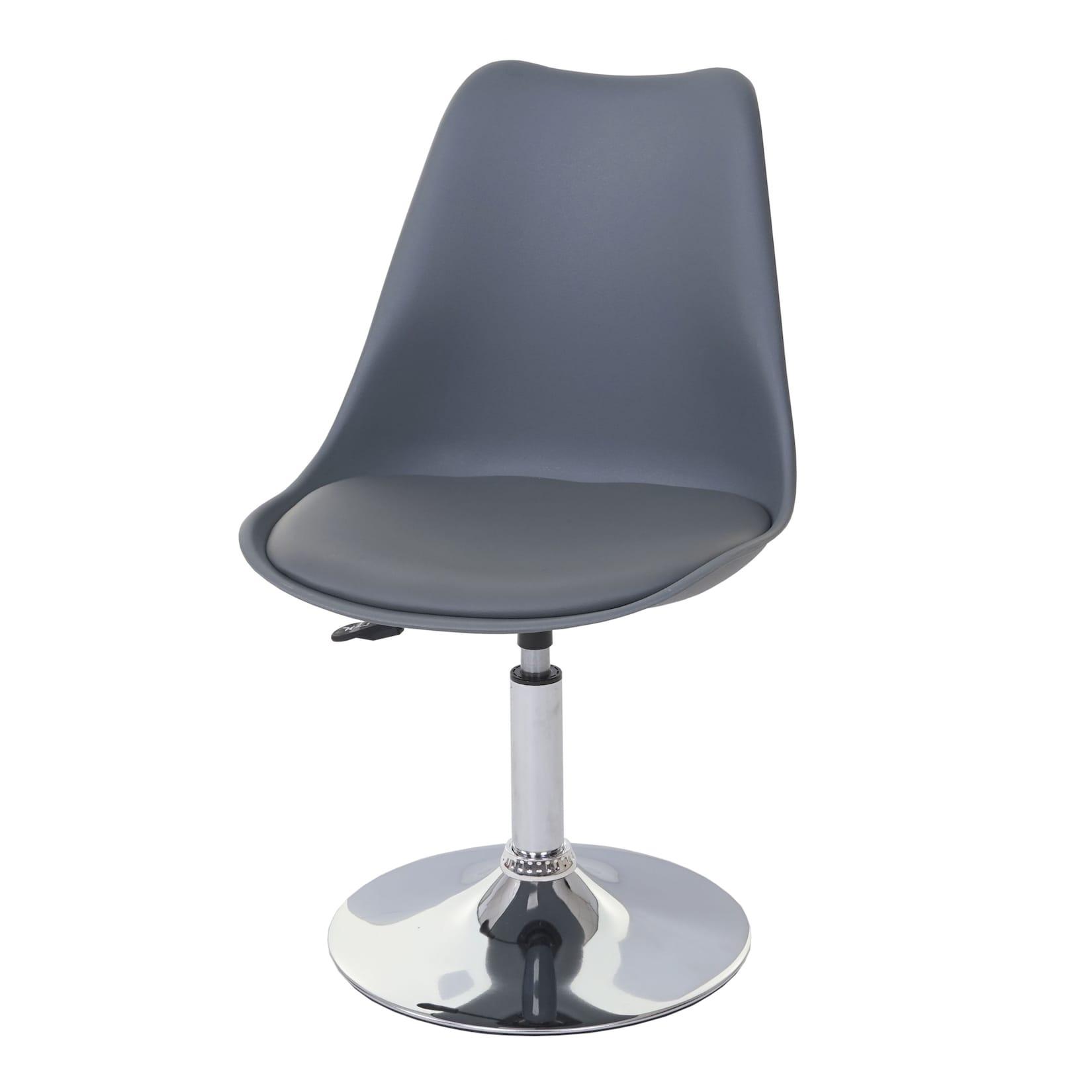 Drehstuhl Vaasa T501, Stuhl KüChenstuhl, HöHenverstellbar, Kunstleder ~ Dunkelgrau, Chromfuß