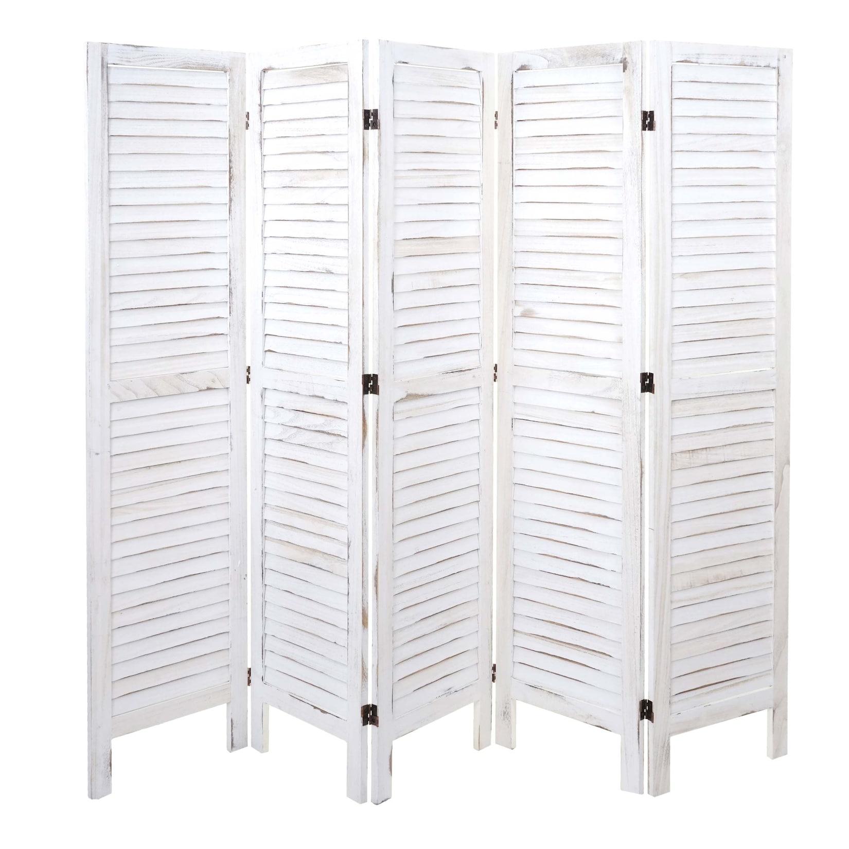 Paravent MCW-G30, Trennwand Sichtschutz Raumteiler, Shabby-Look 170X200Cm ~ Weiß