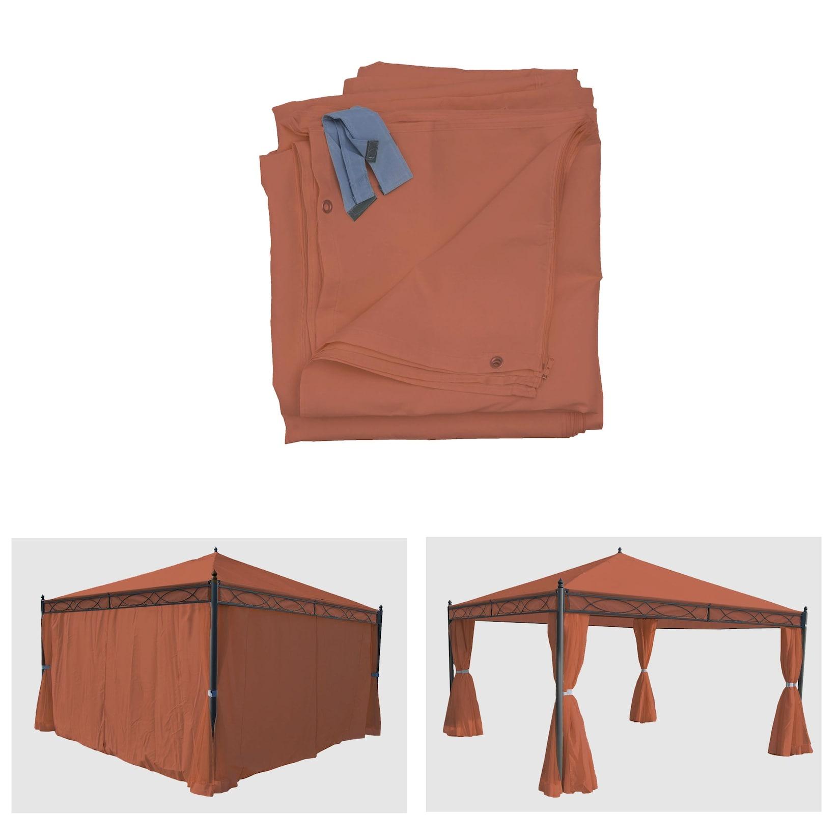 4Er-Set Seitenwand FüR Pergola Calpe, Ersatzseitenwand Pavillon 4X4M, Polyester ~ Terracotta-Braun