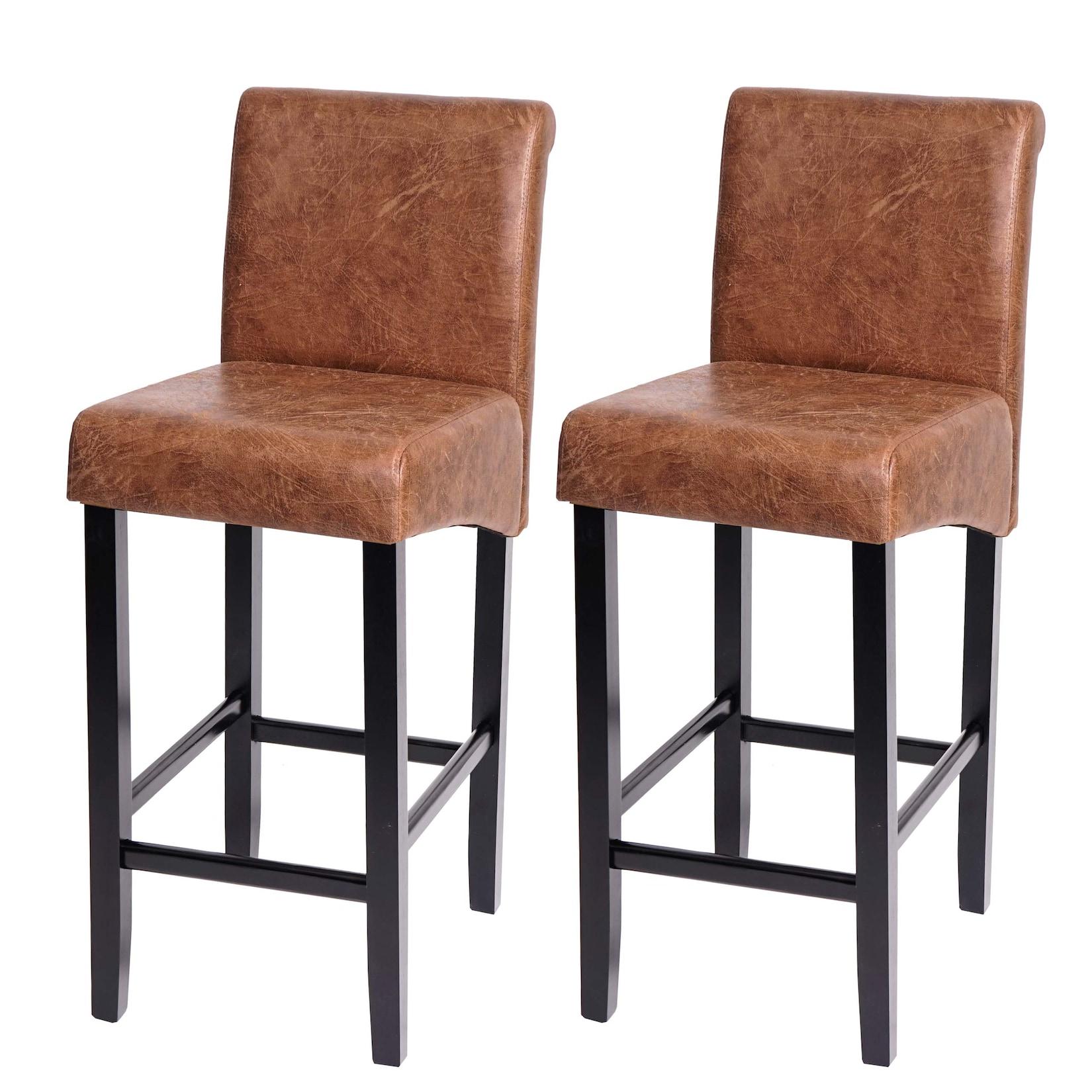 2Er-Set Barhocker MCW-C33, Barstuhl Tresenhocker ~ Wildlederimitat, Dunkle Beine, Textil