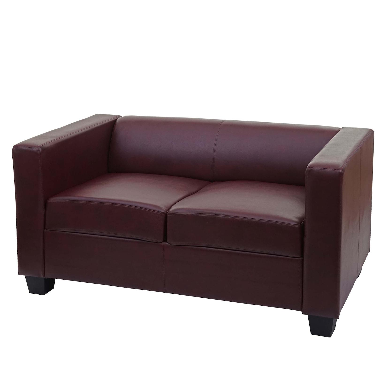 2Er Sofa Lille ~ Kunstleder, Rot-Braun