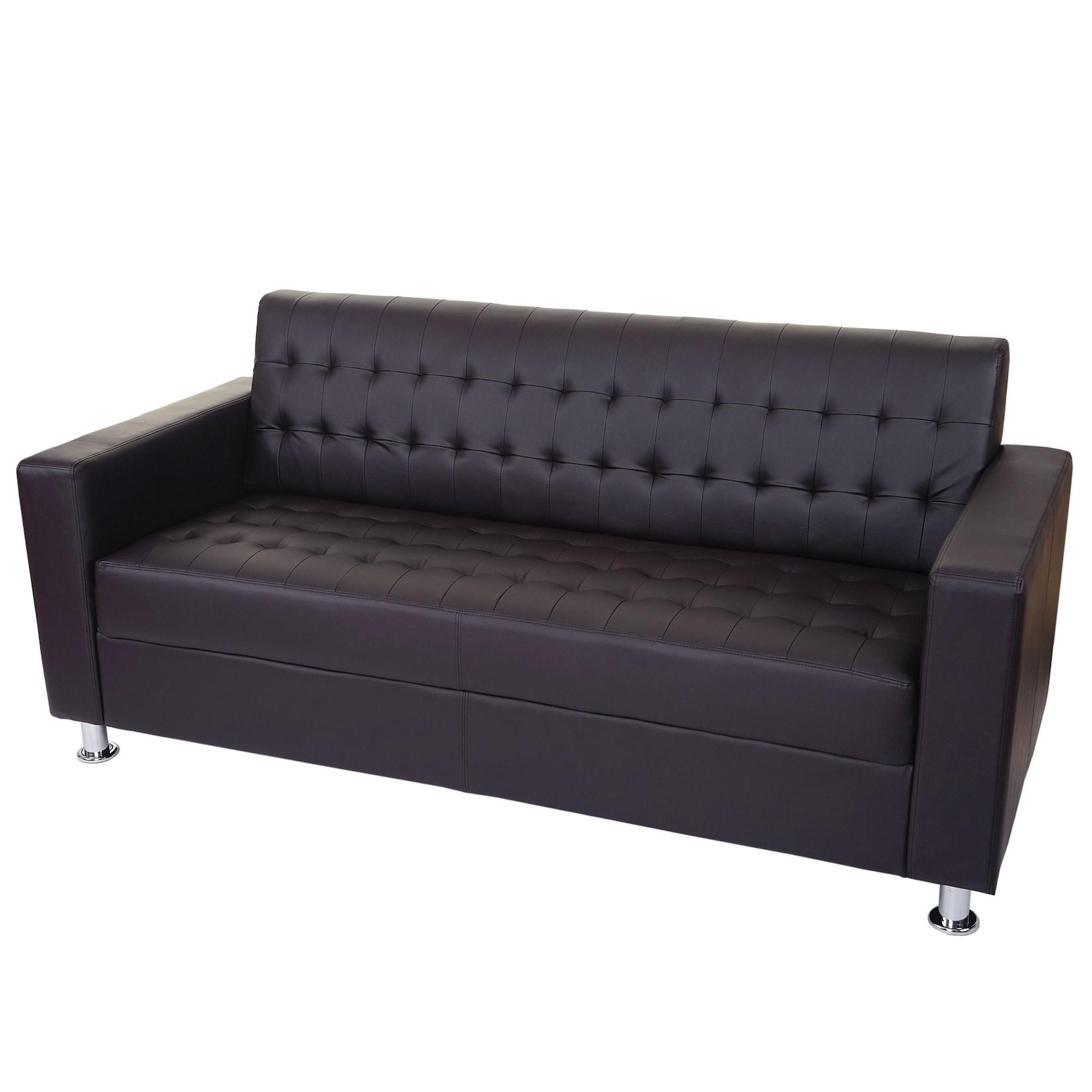 3Er Sofa Pori, Couch Loungesofa, Kunstleder, Metall-FüßE 180Cm ~ Coffee