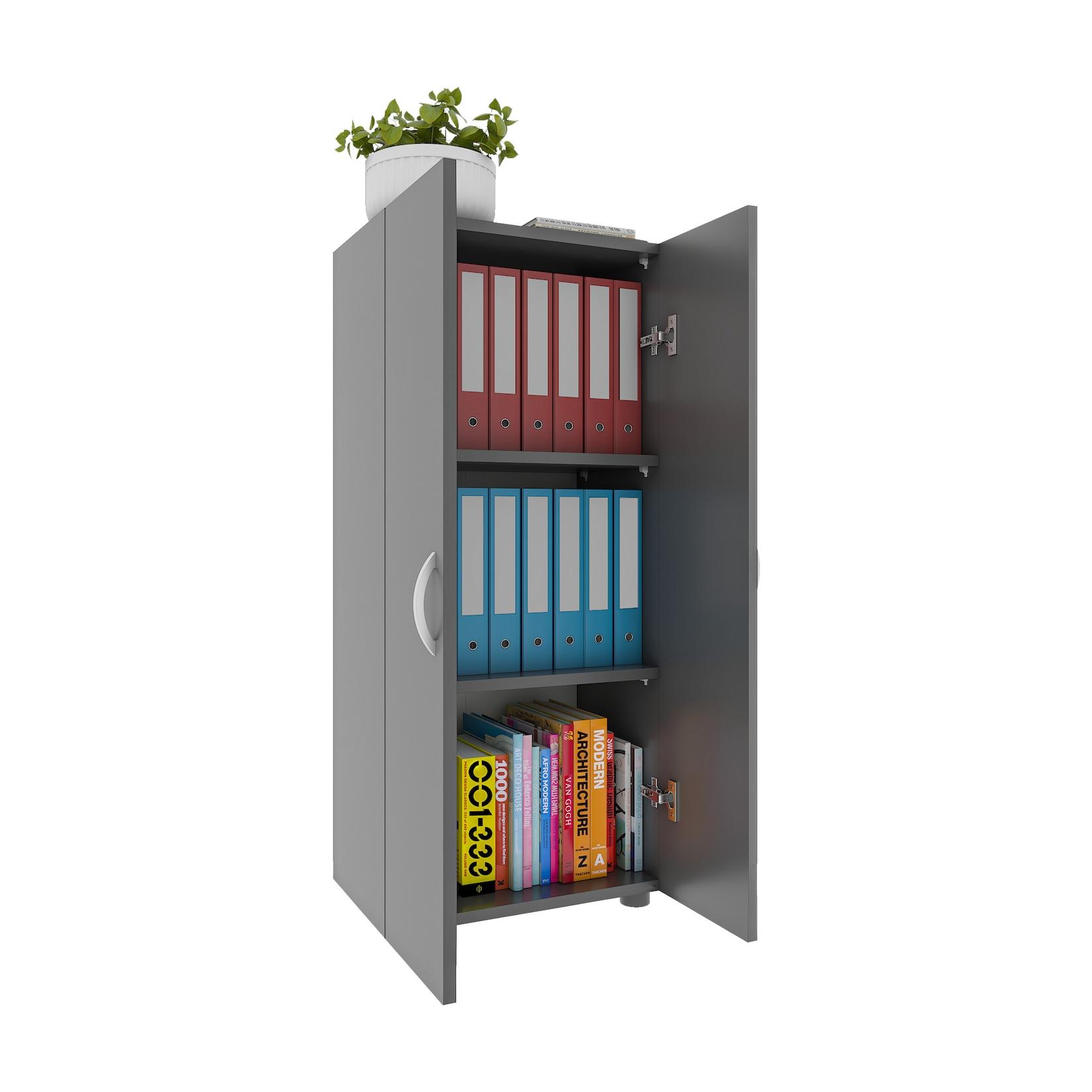 Vcm BüRoschrank Mit 3 FäChern Moderner Aktenschrank Mit DrehtüRen MaßE Ca. H. 108 X B. 49 X T. 34 Cm – Ulas 3-Fach