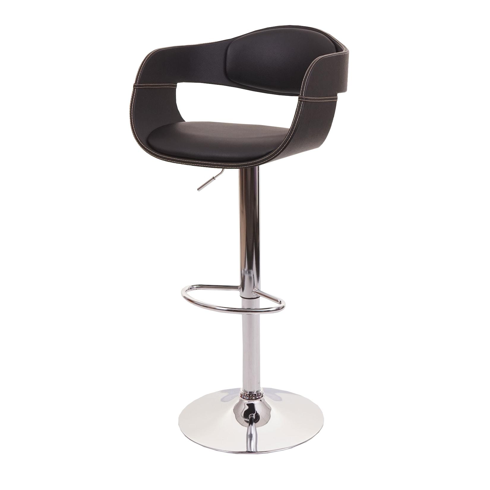 Barhocker Mcw-A47B, Barstuhl Tresenhocker, Retro-Design, Holz Kunstleder ~ Schwarz