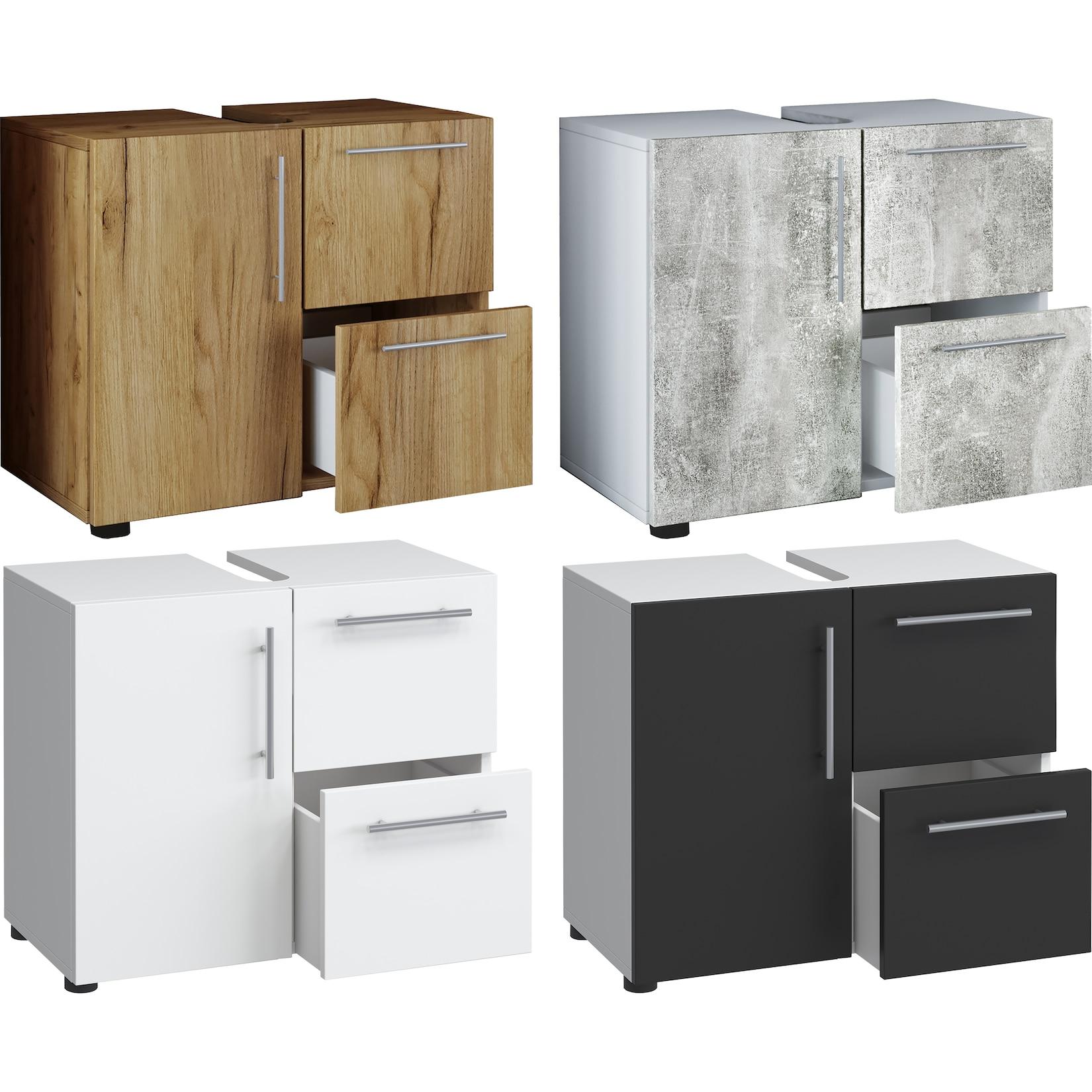 Vcm Holz Waschbeckenunterschrank Badschrank MaßE: H. 51 X B. 61 X T. 32 Cm 1 DrehtüR 2 GroßE Schubladen Modernes BadezimmermöBel - Flandu