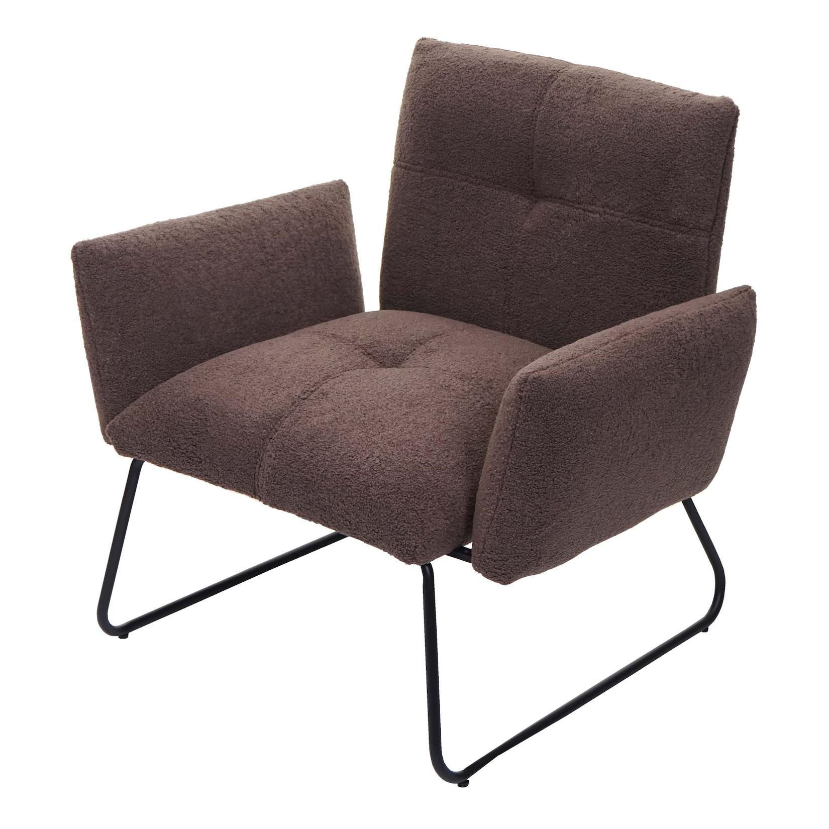 Lounge-Sessel MCW-K34, Cocktailsessel Sessel, Bouclé Stoff/Textil Mvg-Zertifiziert ~ Braun