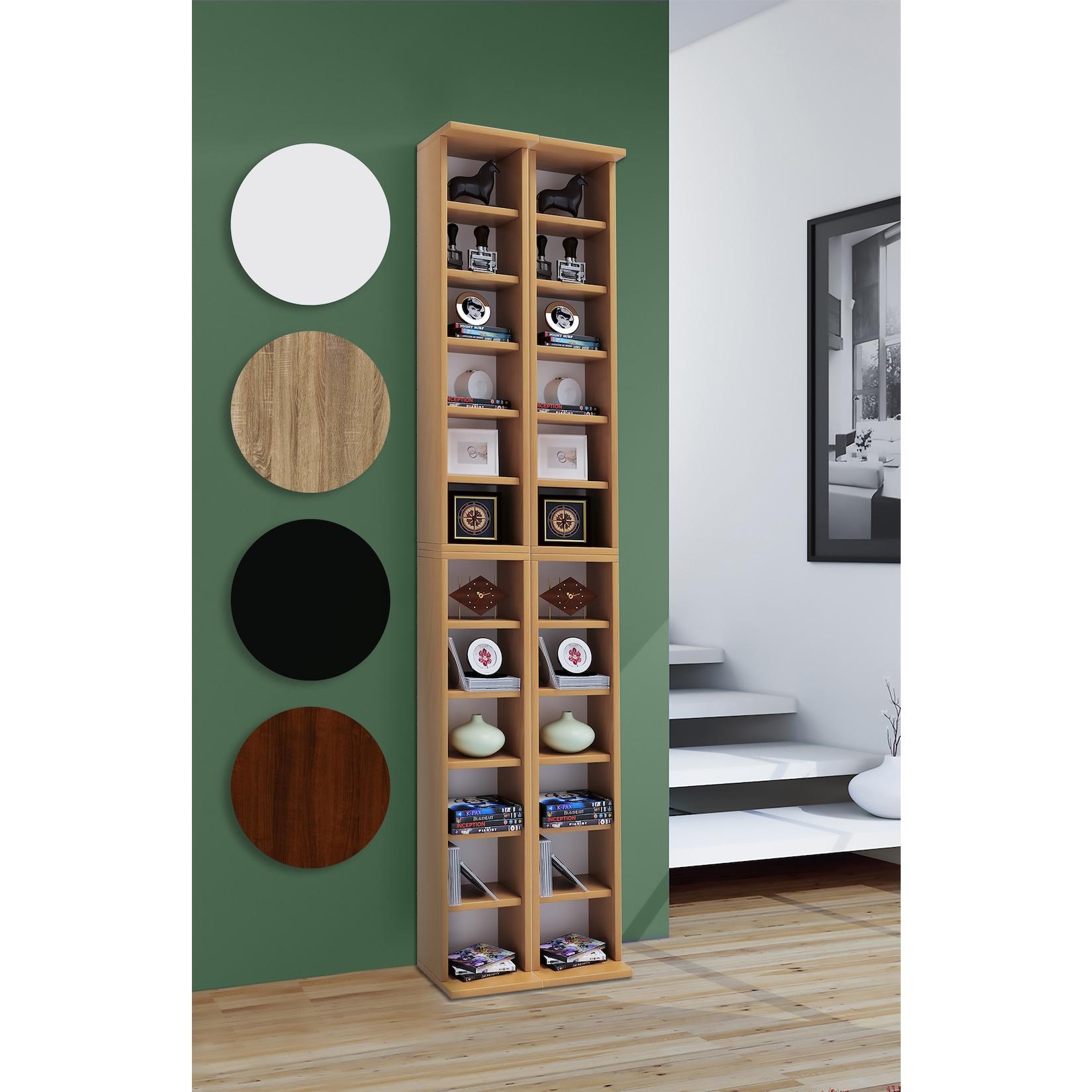 Vcm Holz Cd Dvd Stand Regal Cd Regal Mit Platz FüR 408 Cds Oder 144 Dvds Oder 80-Videos MaßE: H. 183 X B. 42 X T. 20 Cm Elegantes Cd/Dvd Regal Blu Ray Regal – Almera