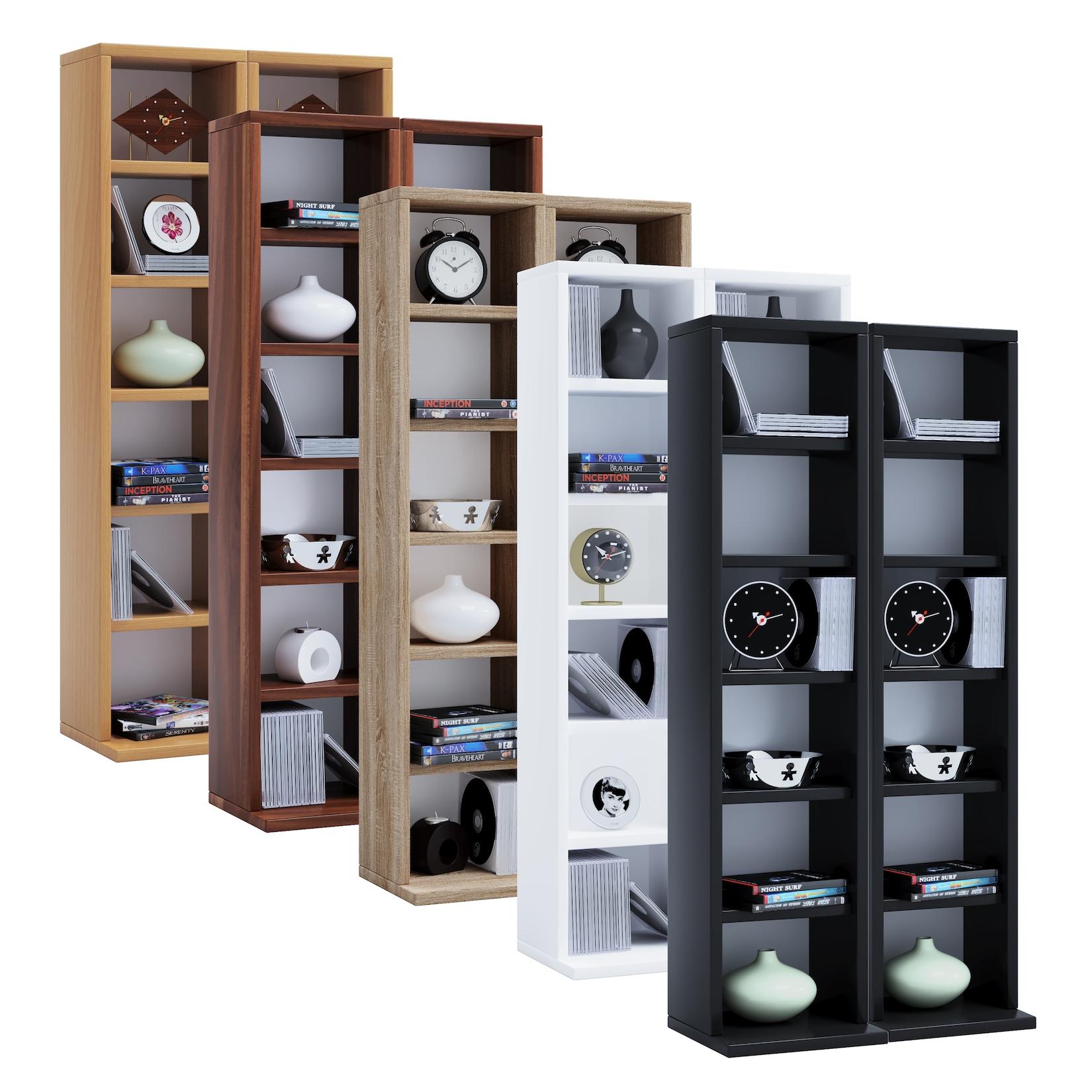 Vcm Holz Cd Dvd Stand Regal Cd Regal Mit Platz FüR 204 Cds Oder 72 Dvds Oder 40-Videos MaßE: H. 92 X B. 42 X T. 20 Cm Elegantes Cd/Dvd Regal Blu Ray Regal - Milano