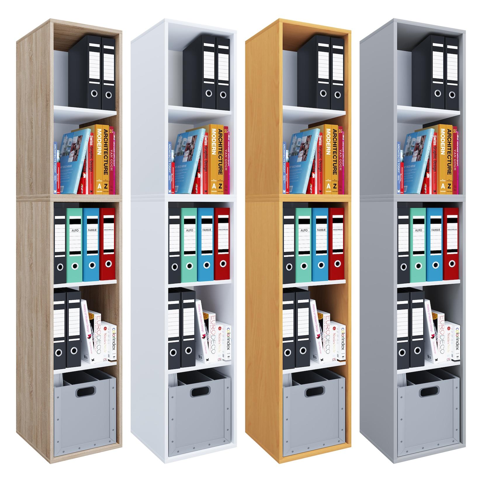 Vcm Holzregal Stehend Platzsparender Aktenschrank MaßE Ca. H. 184 X B. 35 X T. 37 Cm Elegantes Regal BüRoregal – Lona I 5F