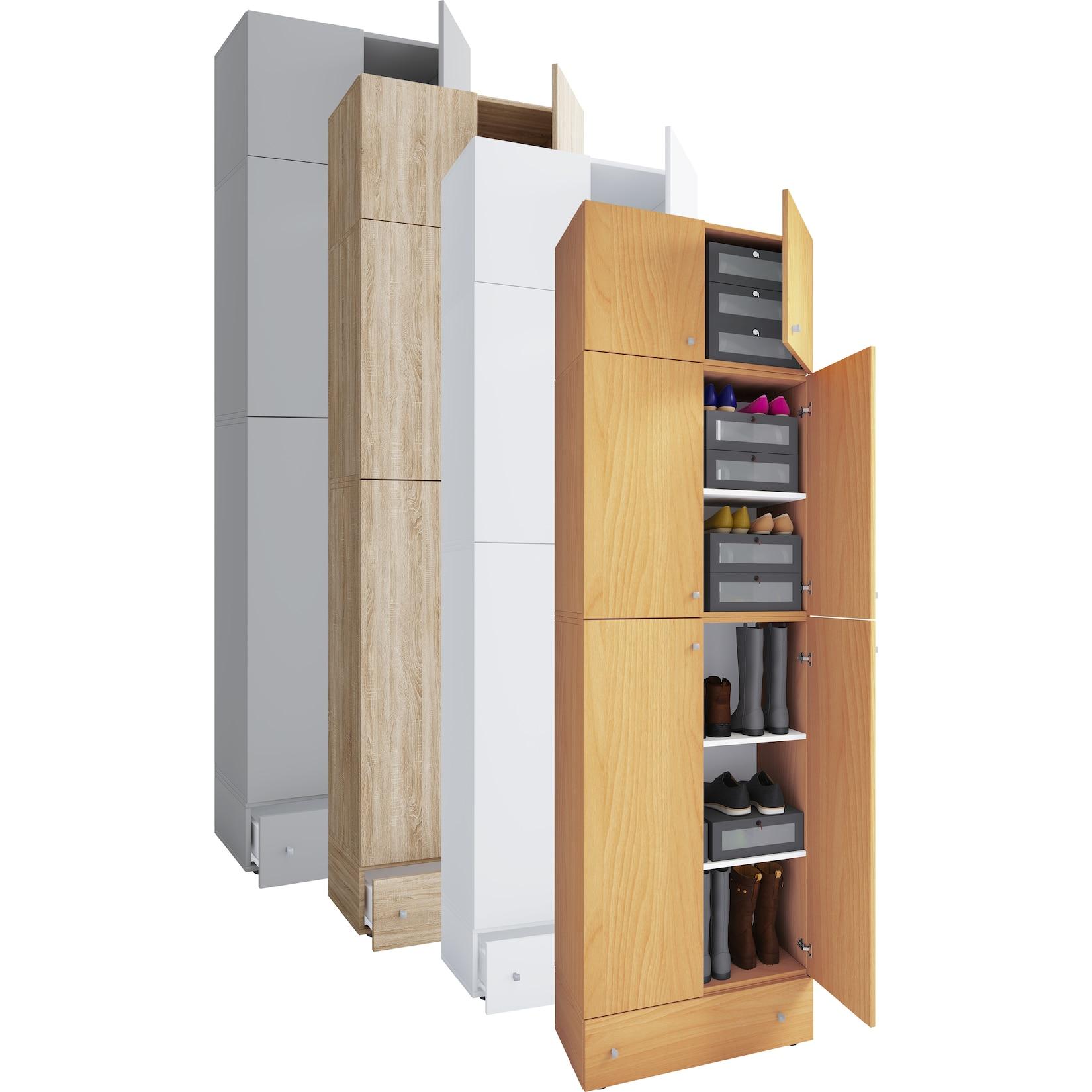 Vcm Holz-Schuhschrank MaßE: H. 240 X B. 70 X T. 39 Cm Allzweckschrank 5 FäCher 4 DrehtüRen Aufsatz Mit 2 TüRen Extra Schublade– Lona