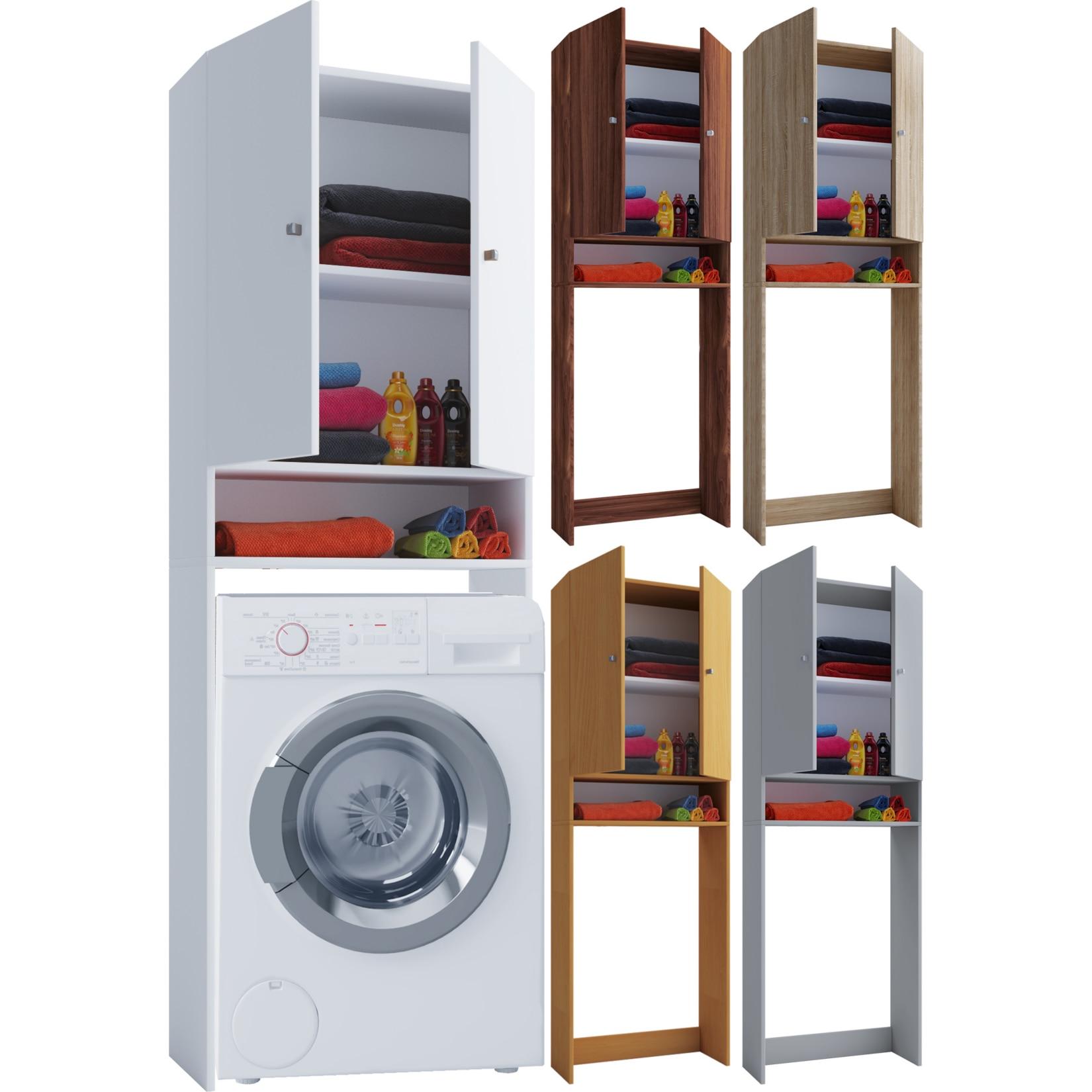 Vcm Waschmaschinenschrank Praktischer ÜBerbauschrank Mit Viel Stauraum MaßE: B. 64 X H. 182 X T. 27 Cm Waschmaschinenregal FüR Bad Und WaschküChe WaschmaschinenüBerbauschrank - Lona