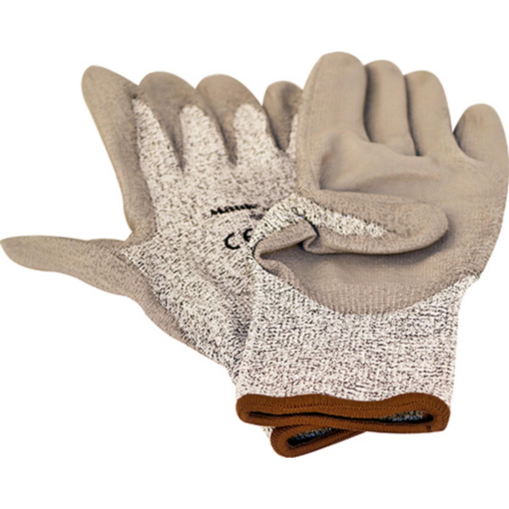 MAUK (12 Paar) Schnittschutz Handschuhe Grau ""Cut Resistant Glove"" EN388 Schnittstufe 5 Größe 10"" HPPE PU beschichtet