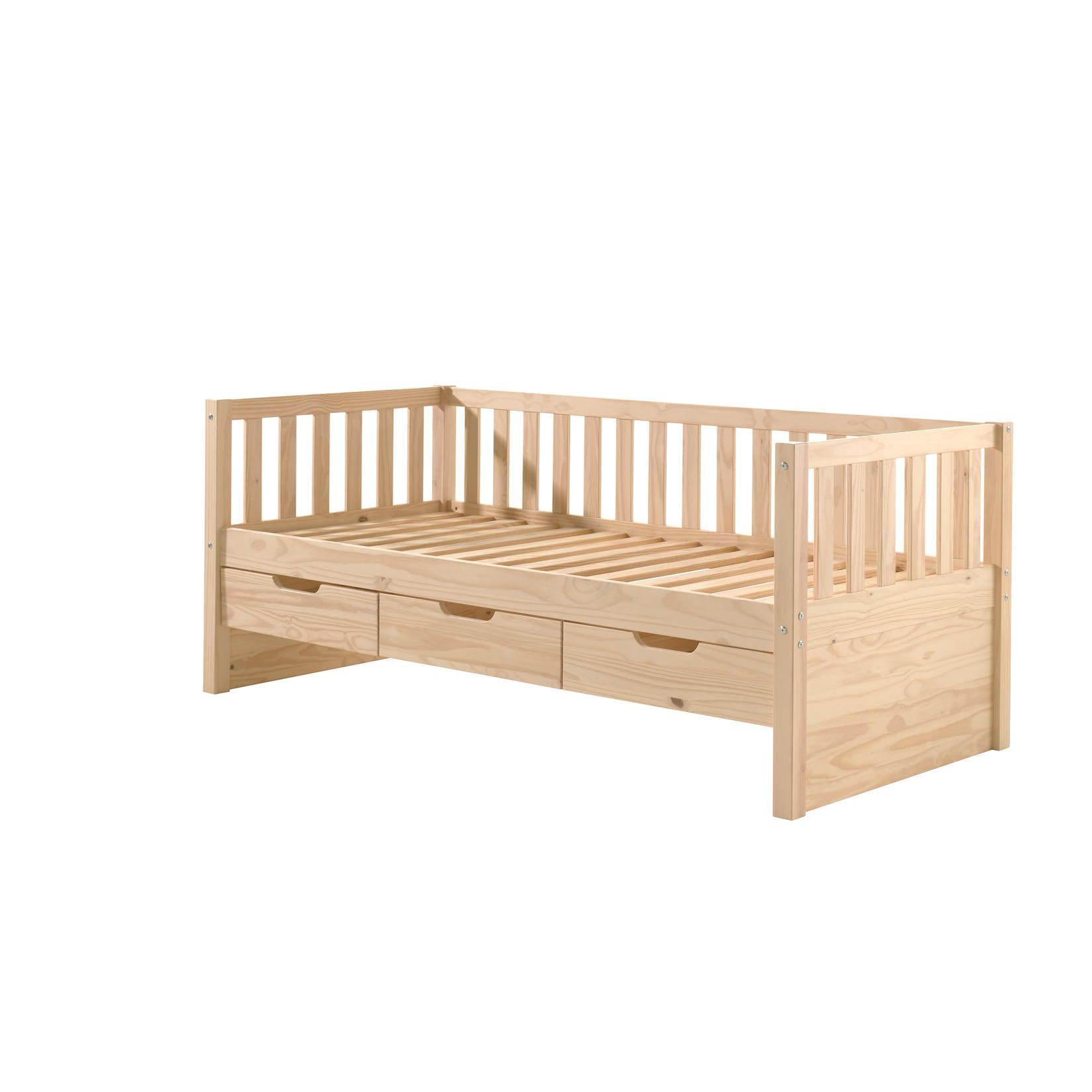 Kojen Bett Fritz Mit Sprossenumrandung, 3 Schubladen U. Rolllattenrost, LiegefläChe 90 X 200,Versch. AusfüHrungen, Milky White Lackiert