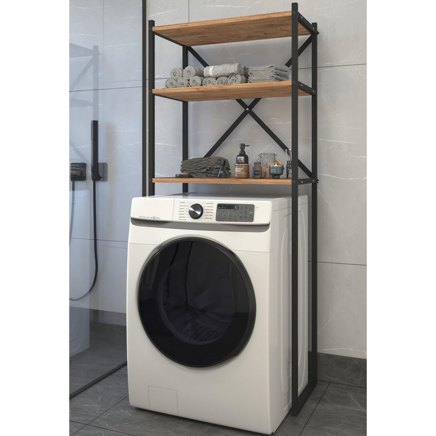 Vcm Metall ÜBerbauschrank Waschmaschine MaßE: H. 160 X B. 66 X T. 34 Cm 3 Ablagen Aus Holz - Insasi