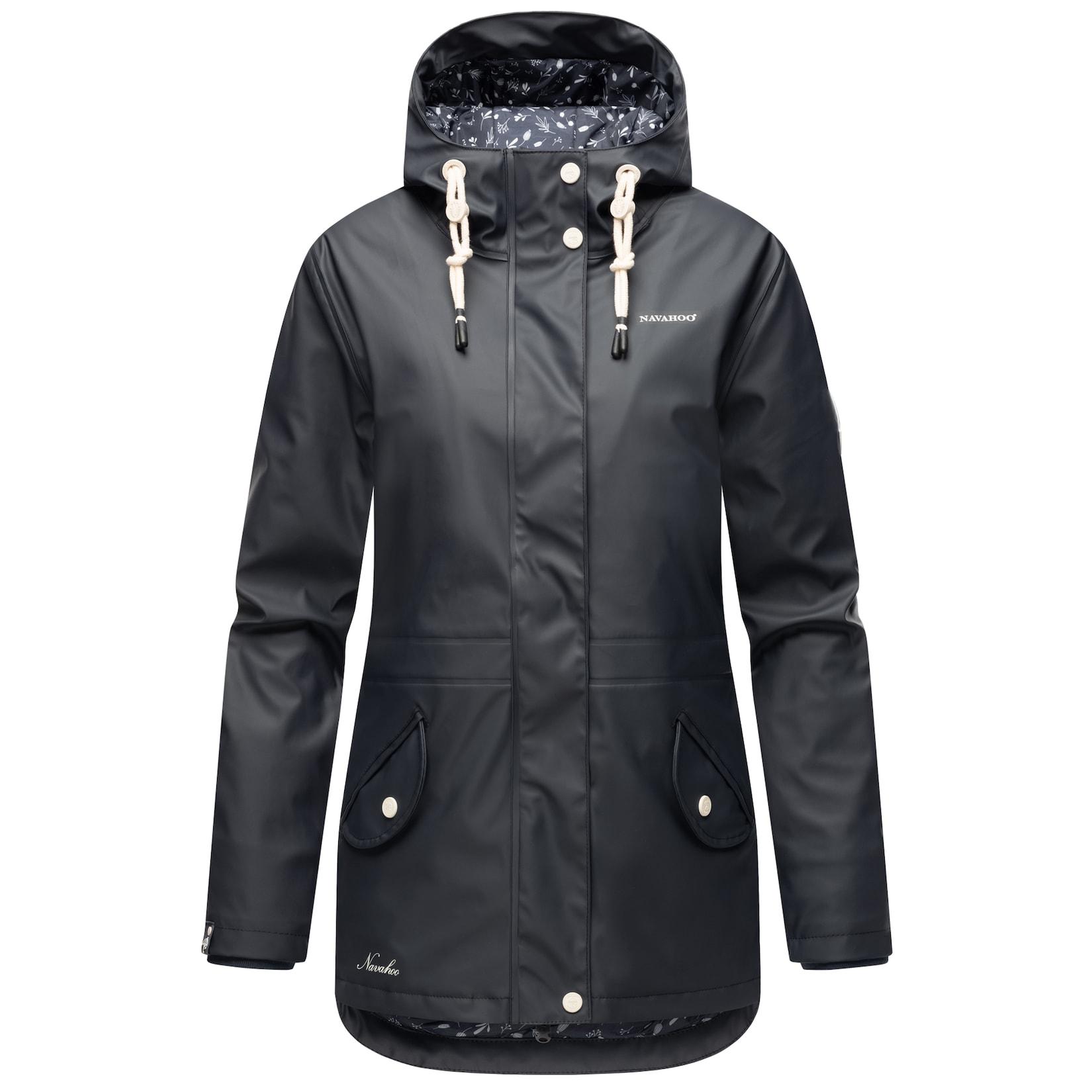 NAVAHOO Damen Warmer Regenjacke Wasserdichter Regenmantel mit Kapuze Oceans Heart
