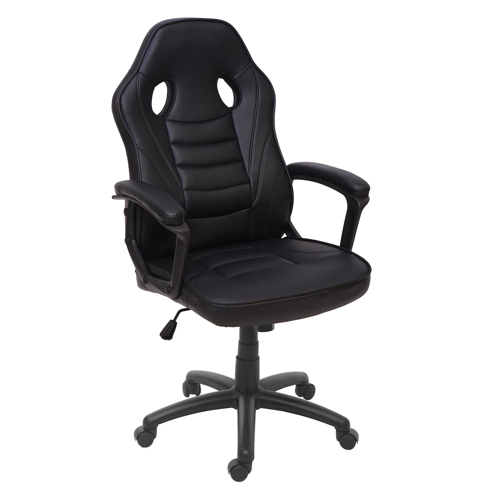BüRostuhl MCW-F59, Schreibtischstuhl Drehstuhl Racing-Chair Gaming-Chair, Kunstleder ~ Schwarz