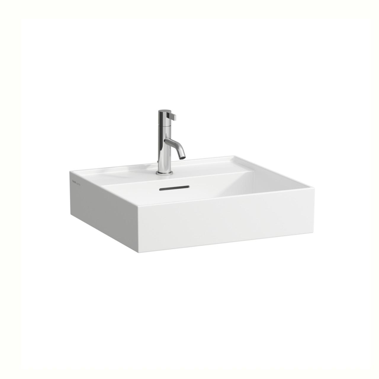 Laufen Aufsatz-Waschtisch Kartell 460X500X145, 1 Hahnloch, Mit ÜBerlauf, Geschliffen Schwarz Matt H8163327161041