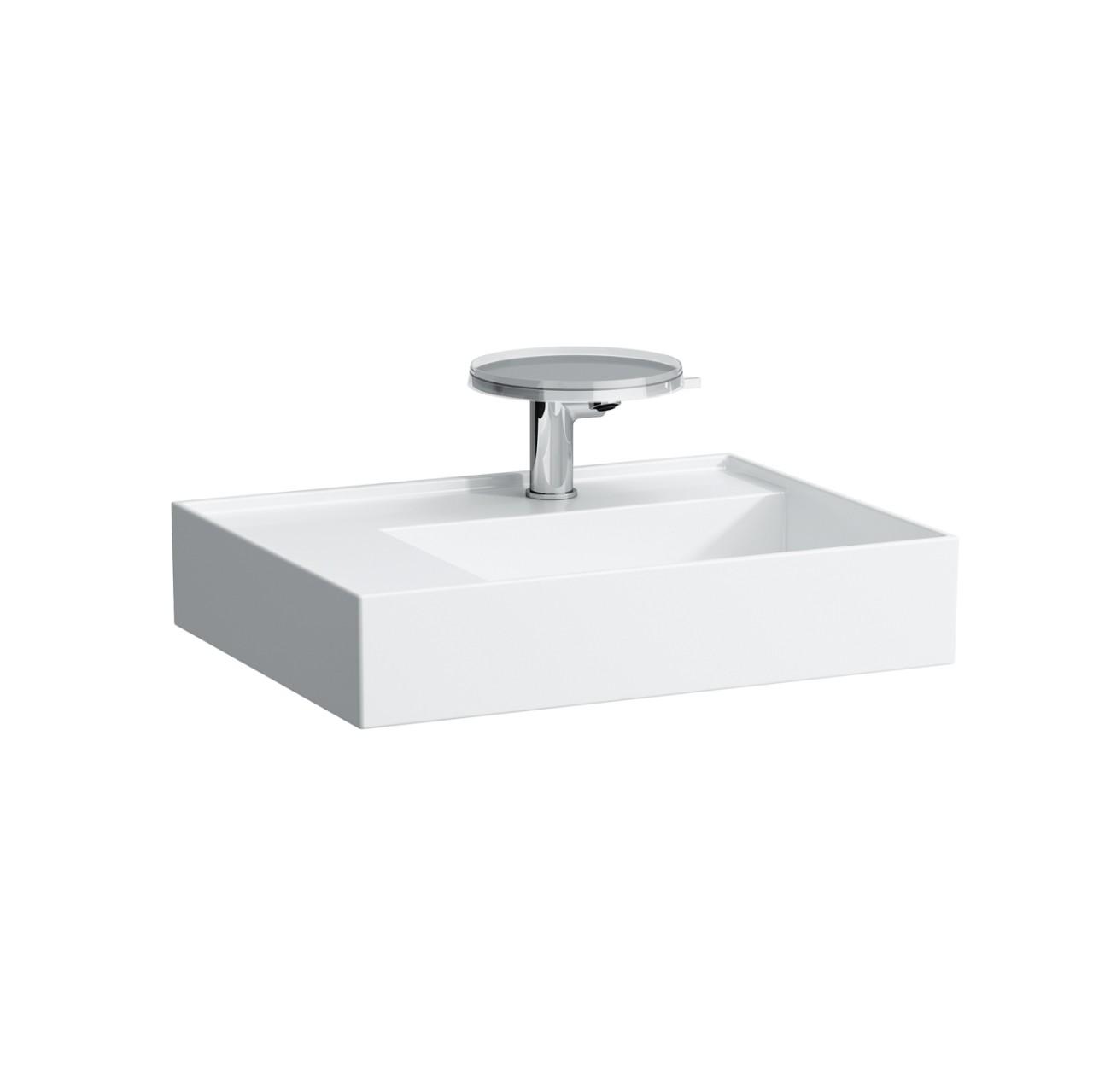 Laufen Aufsatz-Waschtisch Kartell 460X600X150, 1 Hl., Ohne ÜB. Geschliffen Abl. Links, Schwarz GläNz H8183350201111