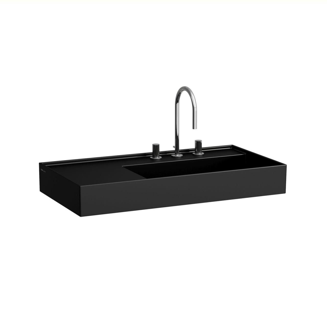 Laufen Waschtisch Kartell · Laufen 460X900X150, 2 Hahnloch, Ohne ÜBerlauf, Ablage Links, Schwarz Ma H8103397168151