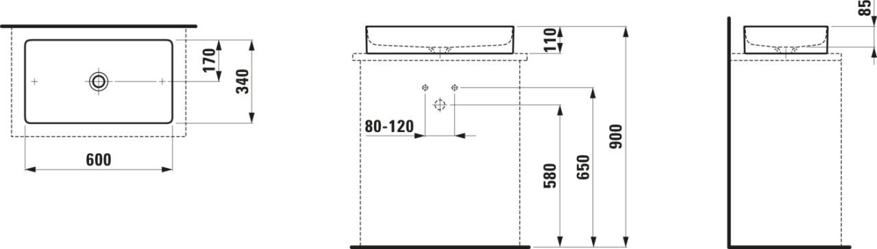 Laufen Waschtisch-Schale Living Saphirkeramik H8114347161121