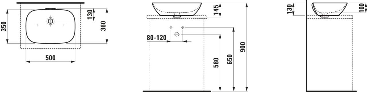 Laufen Waschtisch-Schale Ino 350X500X145 H8123027161121