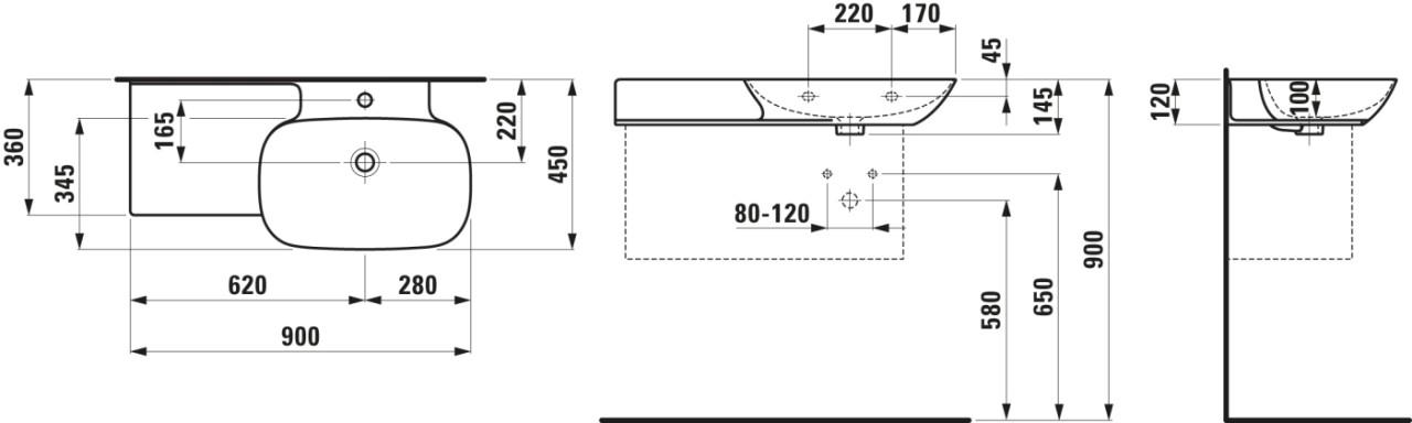 Laufen Waschtisch Ino 450X900X145 H8133017581121