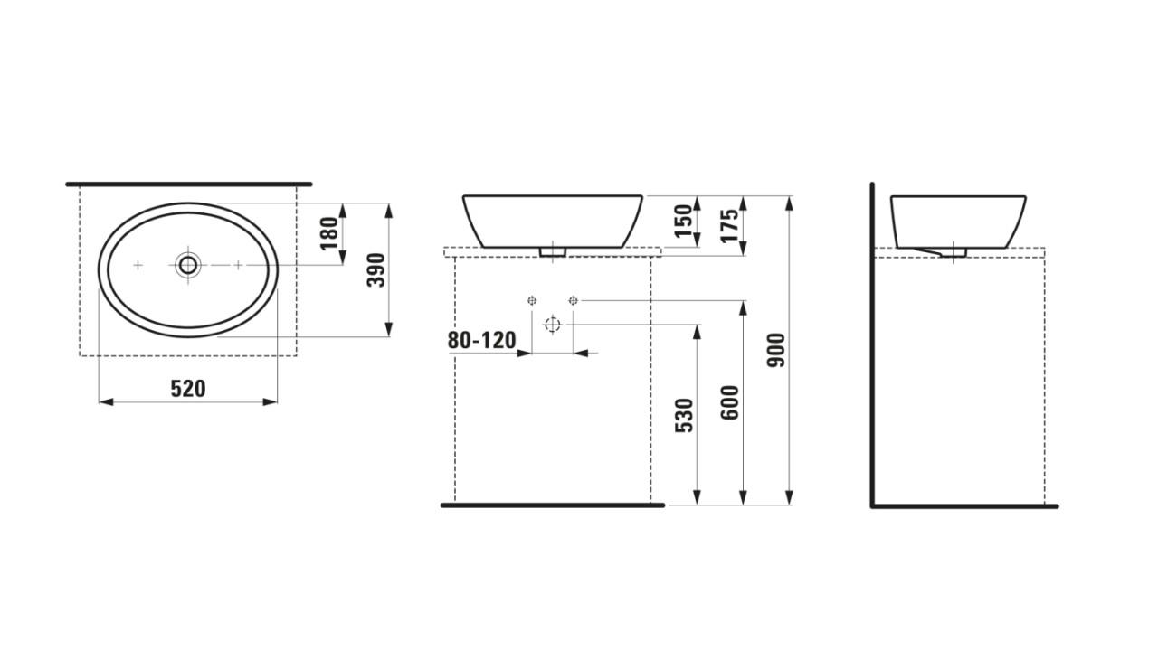 Laufen Waschtisch-Schale Pro B 390X520X175 H8129647161091