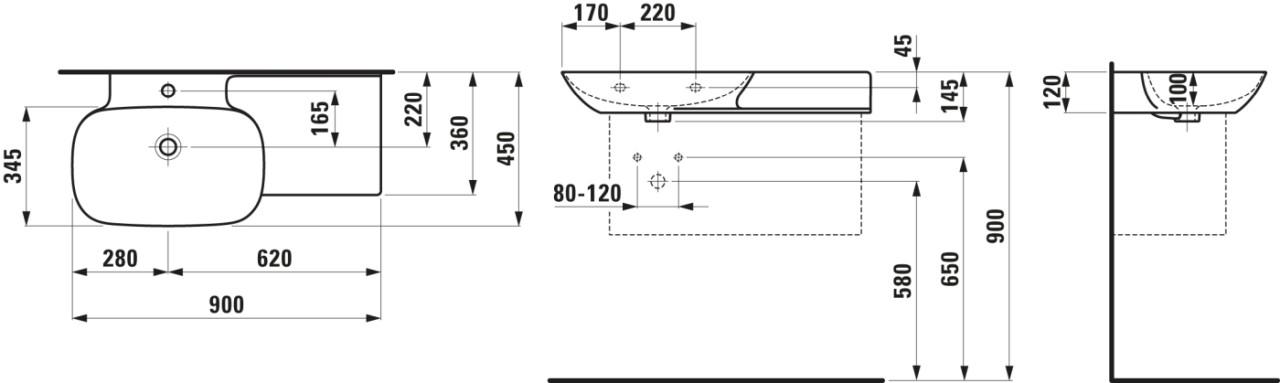 Laufen Waschtisch Ino 450X900X145 H8133027161041
