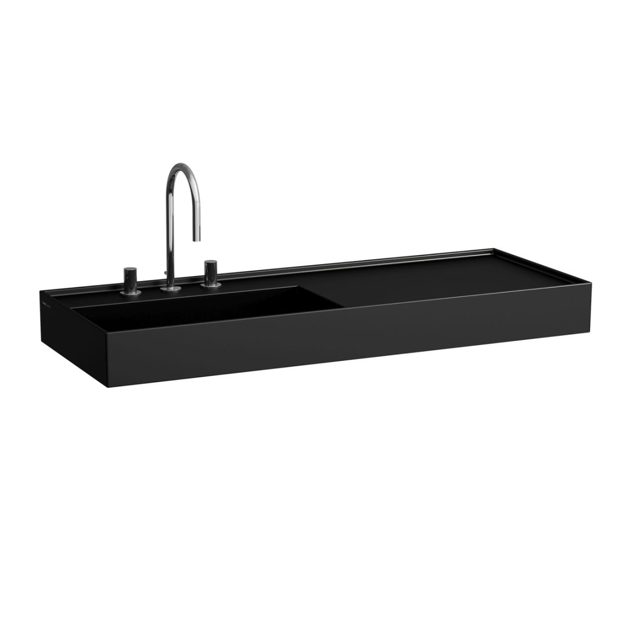 Laufen Waschtisch Kartell · Laufen 460X1200X150, 2 Hahnloch, Ohne ÜBerlauf, Ablage Rechts, Schwarz H8133327168151