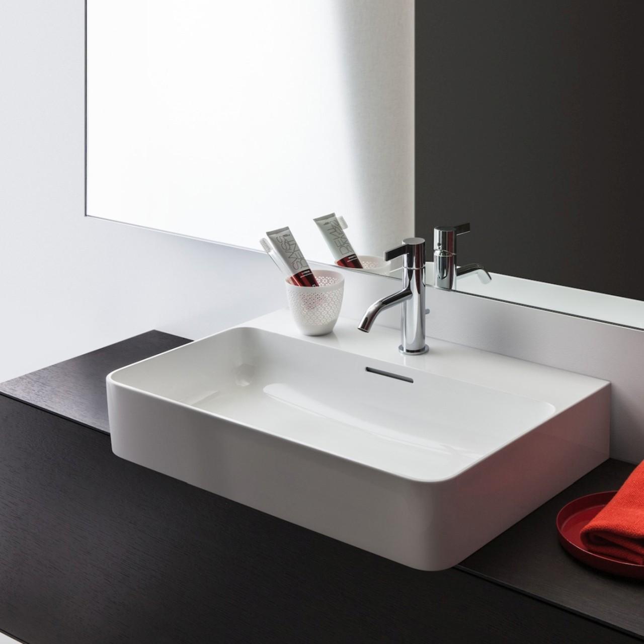 Laufen Aufsatz-Waschtisch Val 420X550X155, 1 Hahnloch, Ohne ÜBerlauf, Geschliffen Weiss Matt H8162827571111