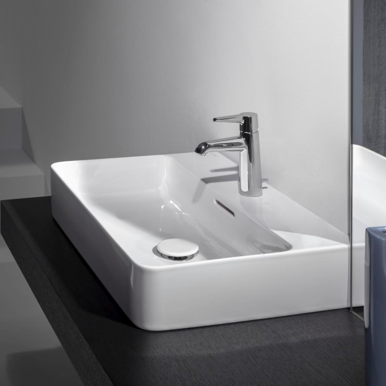 Laufen Aufsatz-Waschtisch Val 420X650X155, 1 Hahnloch, Ohne ÜBerlauf, Geschliffen Weiss Matt H8162847571111