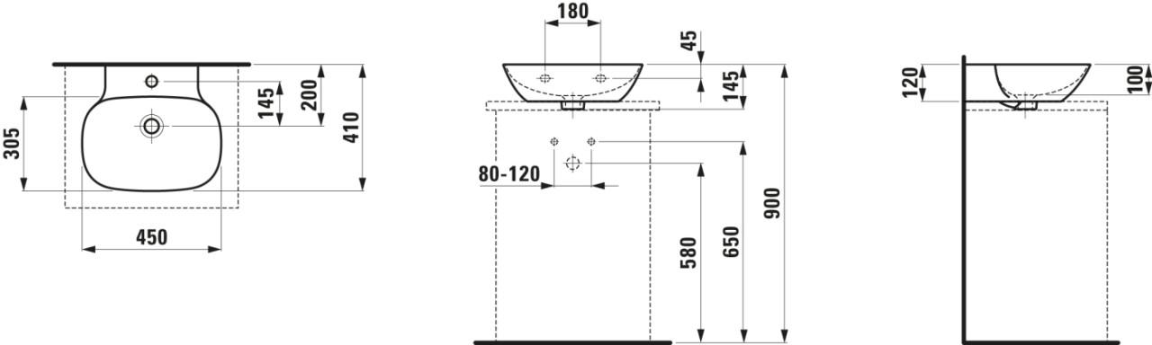Laufen Aufsatz- Handwaschbecken Ino 450X410X145 H8163007161091