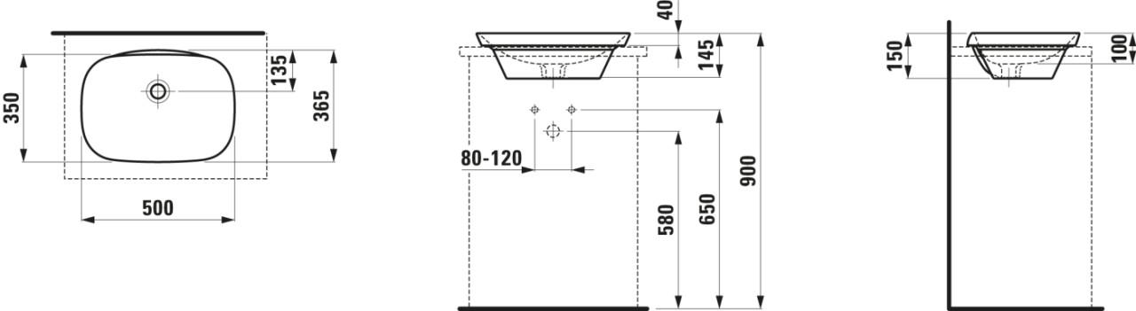 Laufen Einbau-Waschtisch Von Oben Ino 365X500X150 H8173027161091