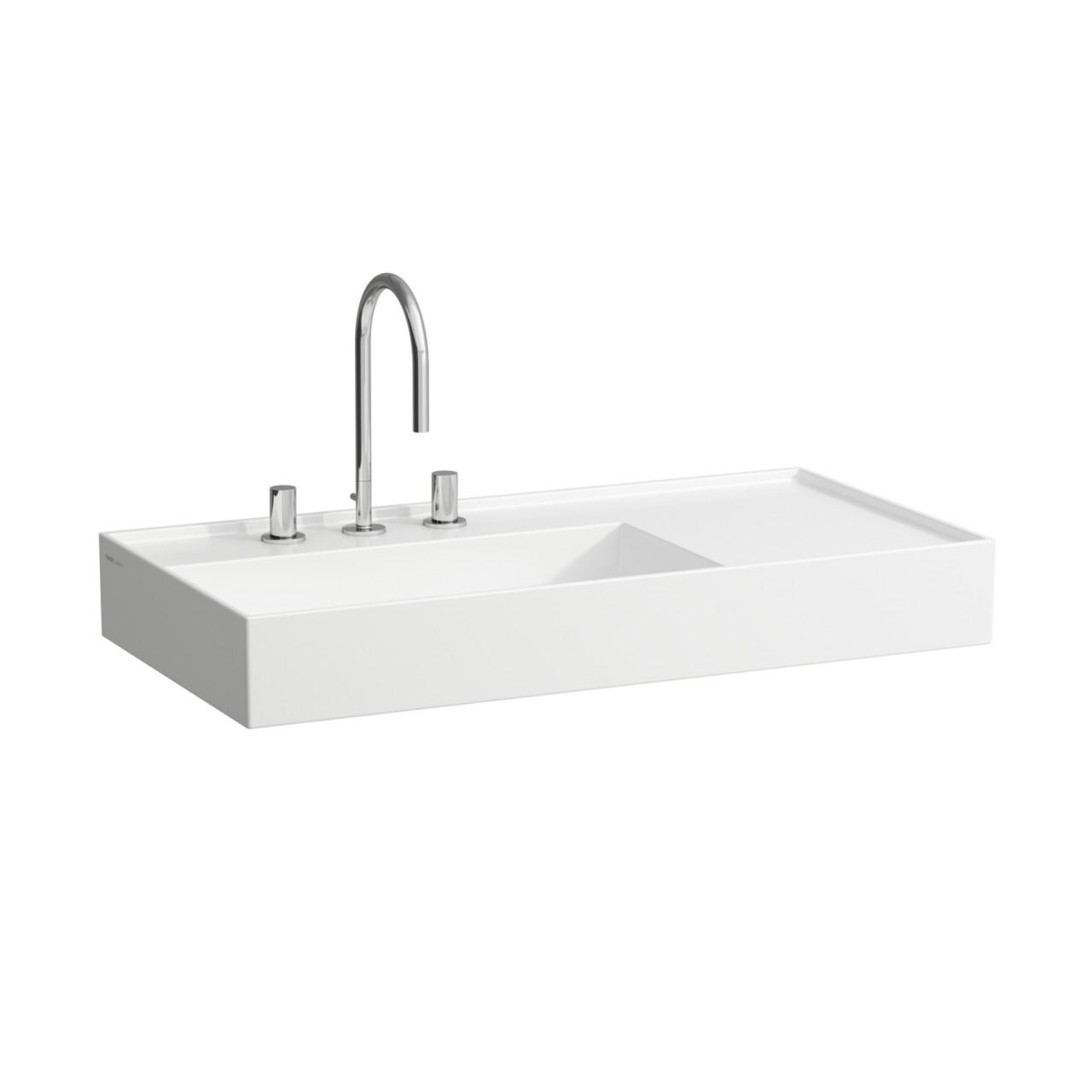 Laufen Aufsatz-Waschtisch Kartell 460X900X150, 1 Hl. , Ohne ÜB. , Geschliffen Ablage Rechts, Weiss M H8183387571111