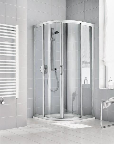 Kermi Viertelkreis Ibiza 2000 R48 0900X1850, Silber Mattglanz, ESG Klar Mit Kermiclean I2R48090181PK