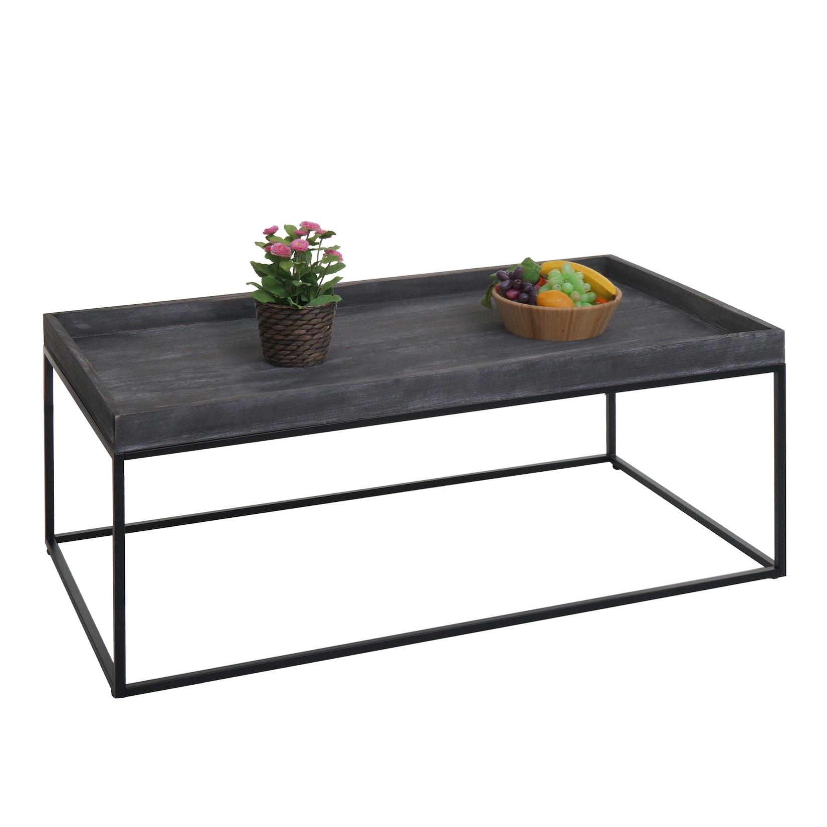 Couchtisch MCW-K71, Kaffeetisch Beistelltisch Tisch, Holz Massiv Metall 46X110X60Cm ~ Dunkelgrau