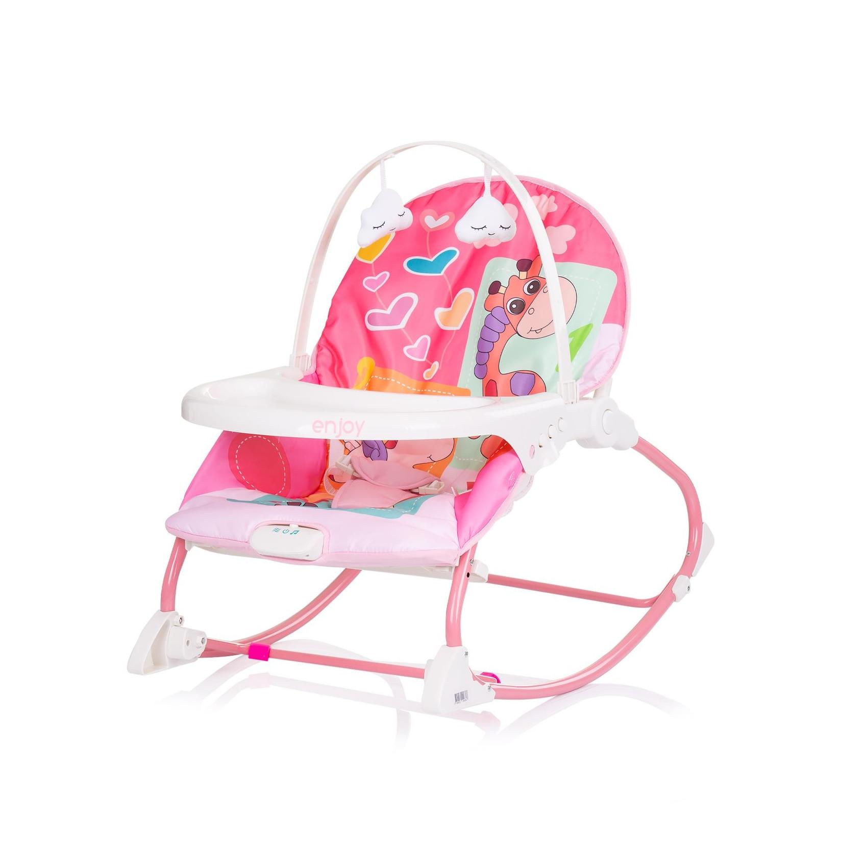 Chipolino Babywippe Enjoy, Stuhl, Schaukelfunktion, Musikfunktion, Spielbogen rosa