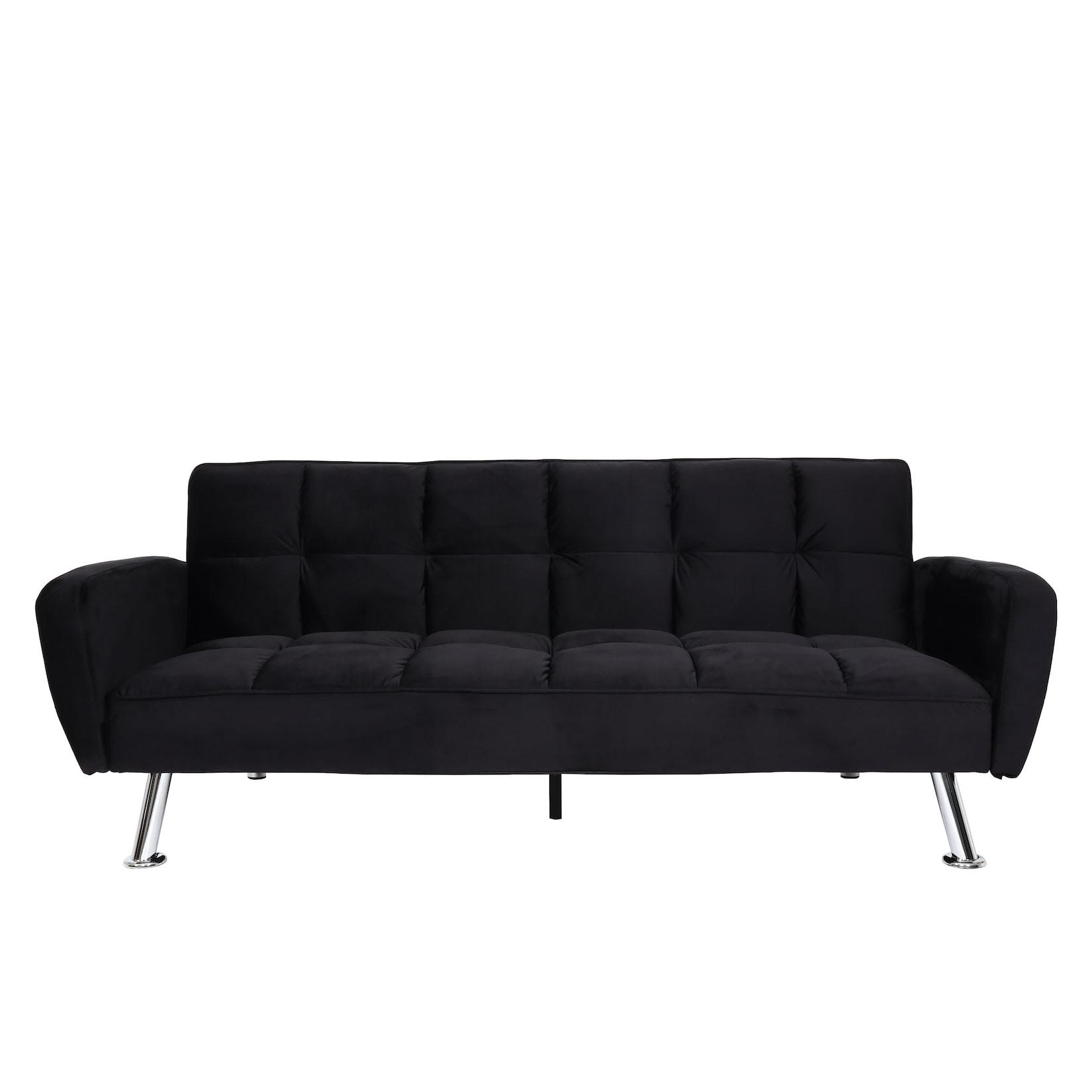 Sofa MCW-K19, Couch Schlafsofa GäStebett Bettsofa Klappsofa, Nosagfederung Schlaffunktion 203Cm ~ Samt Schwarz