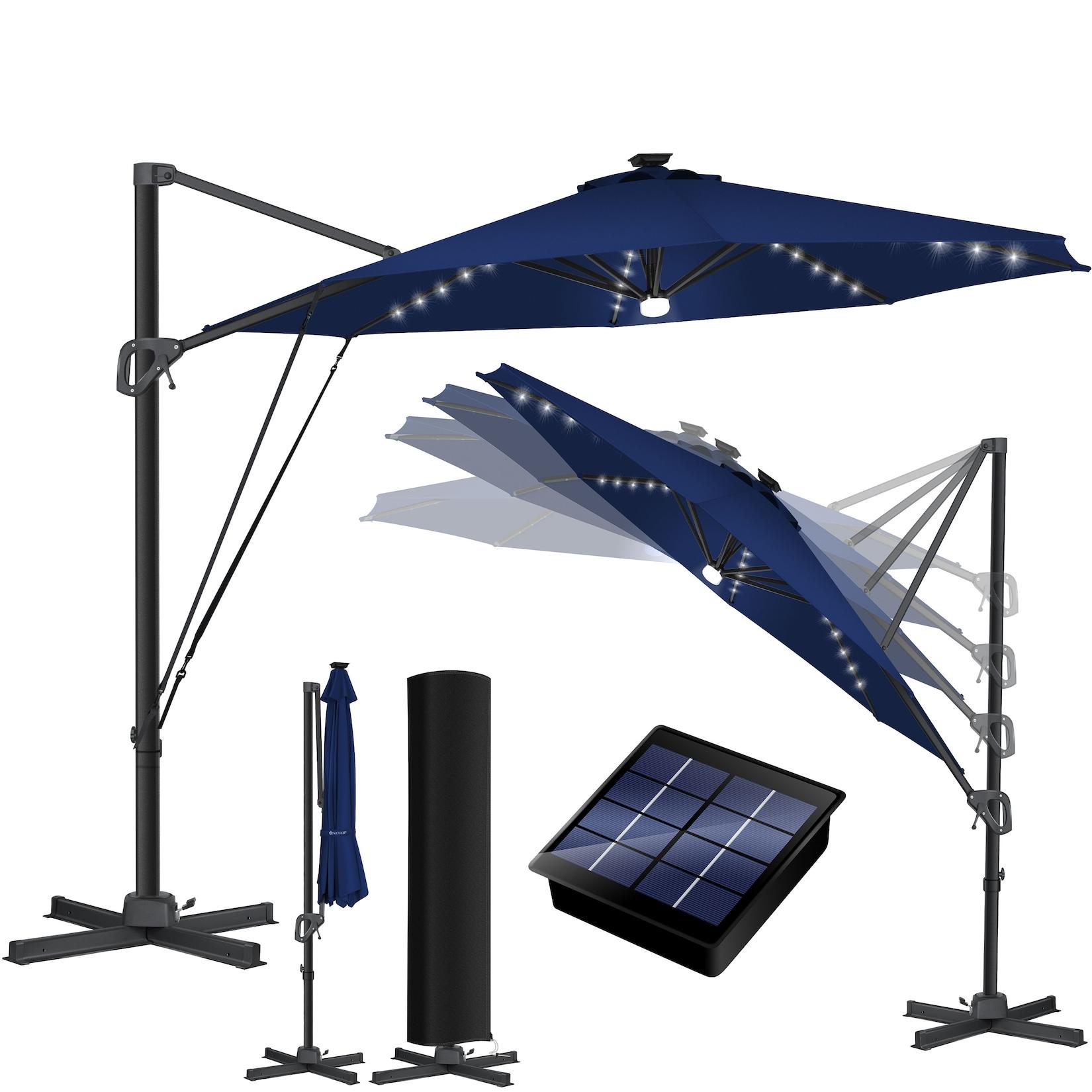 KESSER® Sonnenschirm Ampelschirm SUN Rund XL Ø330 cm Inkl. Windschtzseile & Abdeckung 7-Fach Verstellbar Drehbar Neigbar Kippbar Groß 360° Drehbar Gartenschirm mit Kurbel Sonnenschutz UV50+