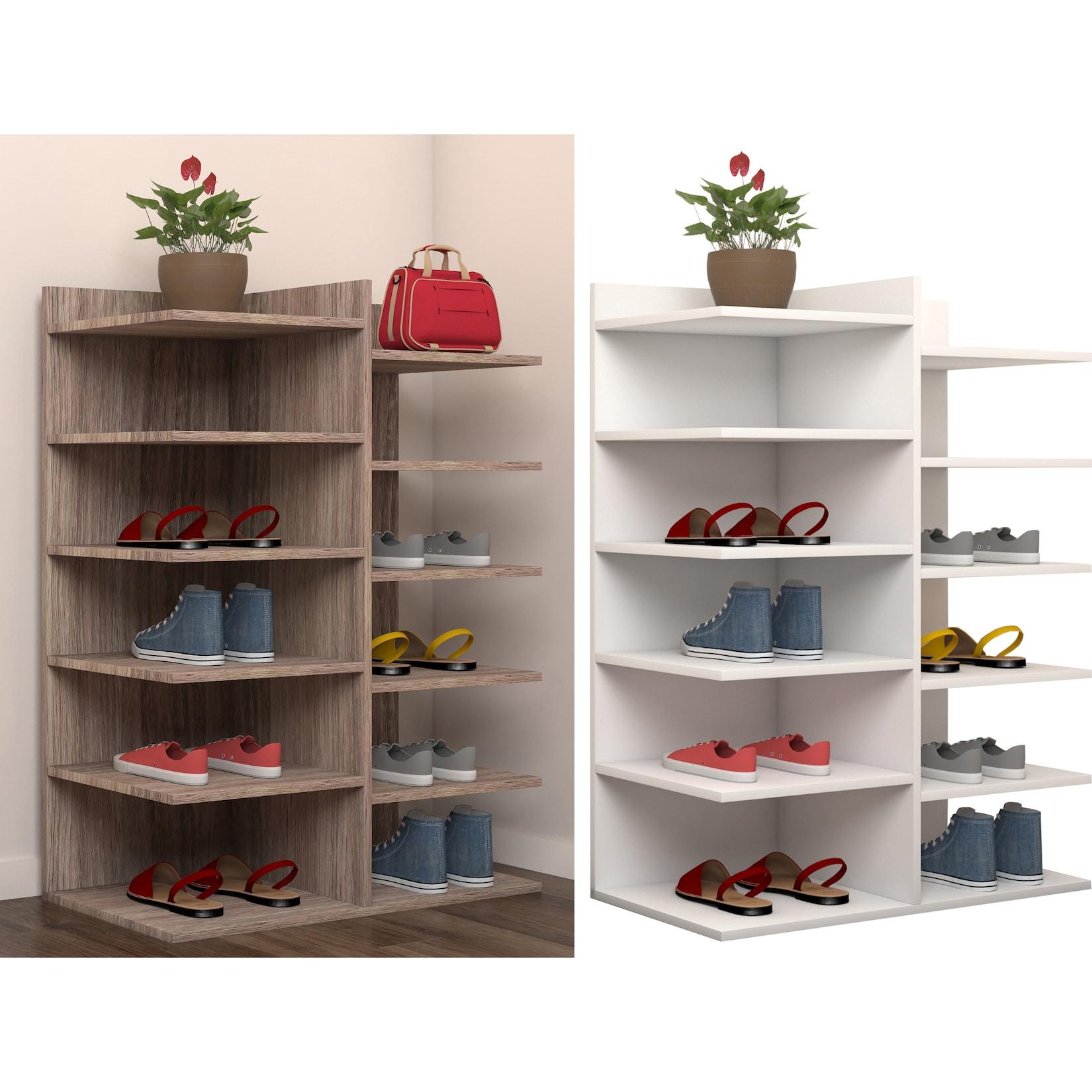 Vcm Holz- Schuhregal MaßE: B. 60 X H. 80 X T. 30 Cm 12 FäCher - Enosa