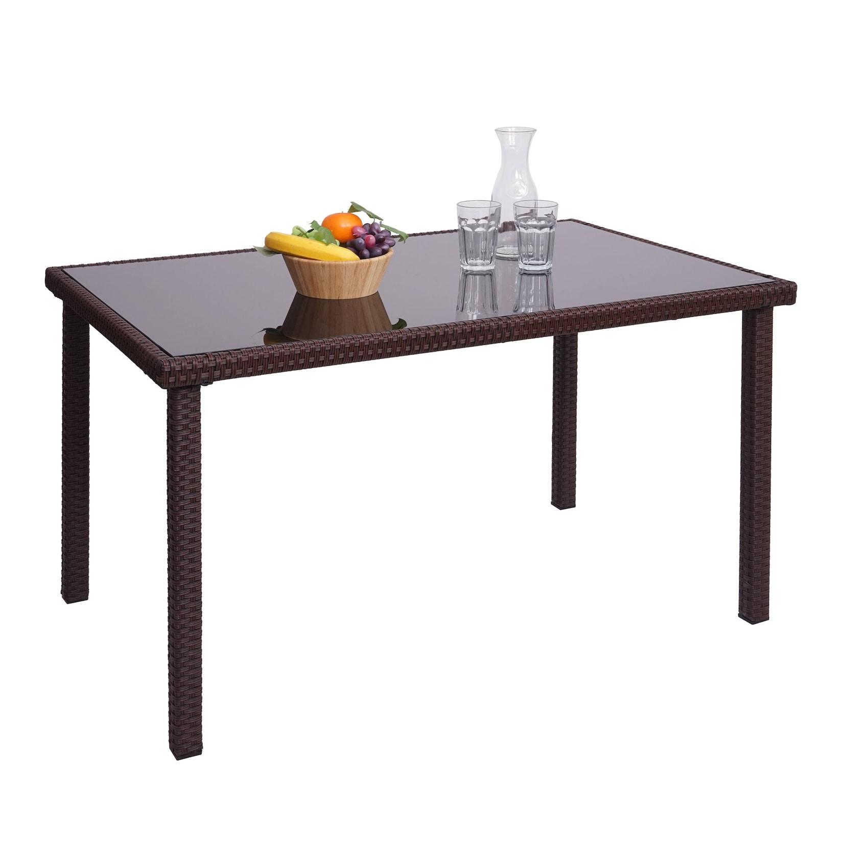 Poly-Rattan Tisch MCW-G19, Gartentisch Balkontisch, 120X75Cm ~ Braun