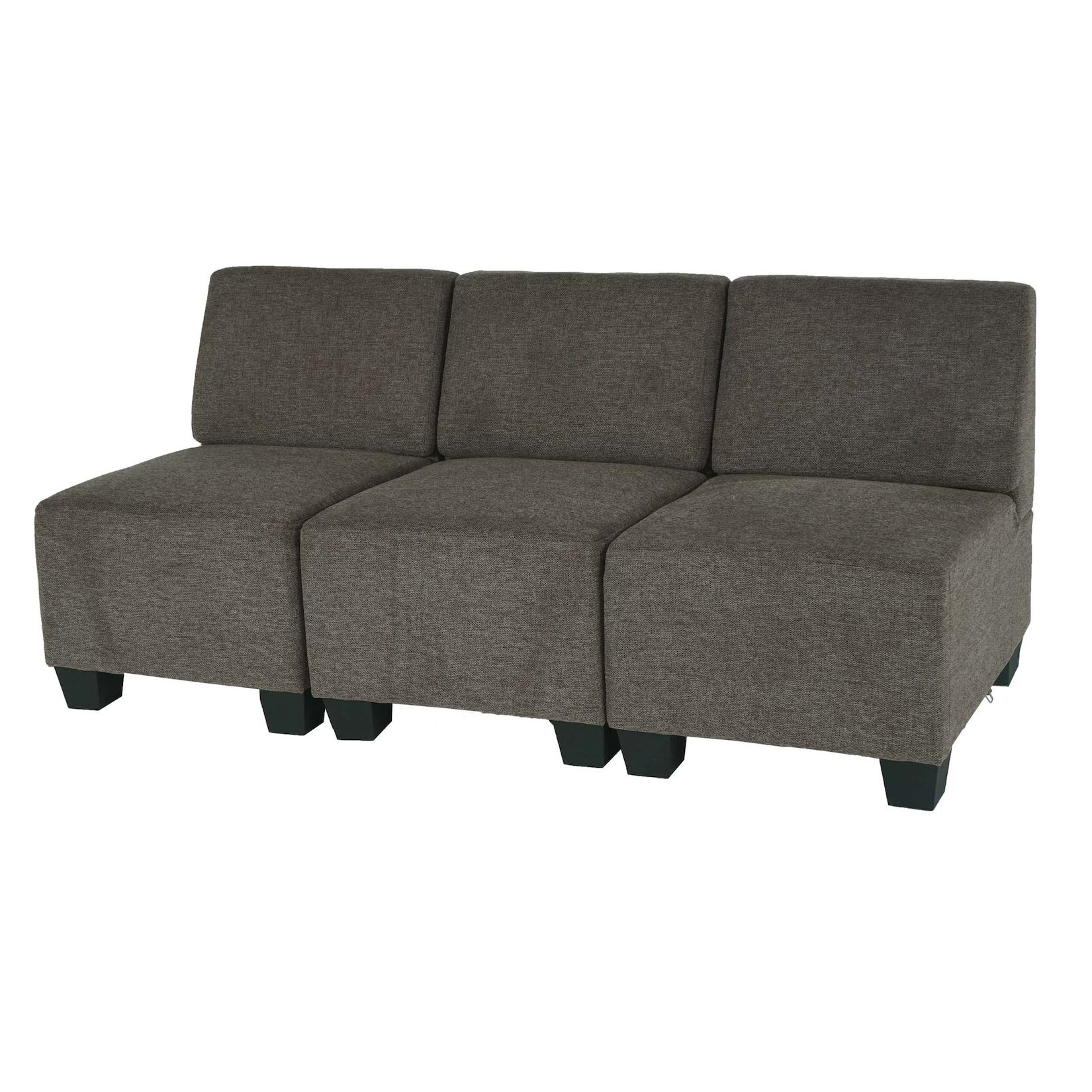 Modular 3-Sitzer Sofa Couch Moncalieri, Stoff/Textil ~ Braun, Ohne Armlehnen