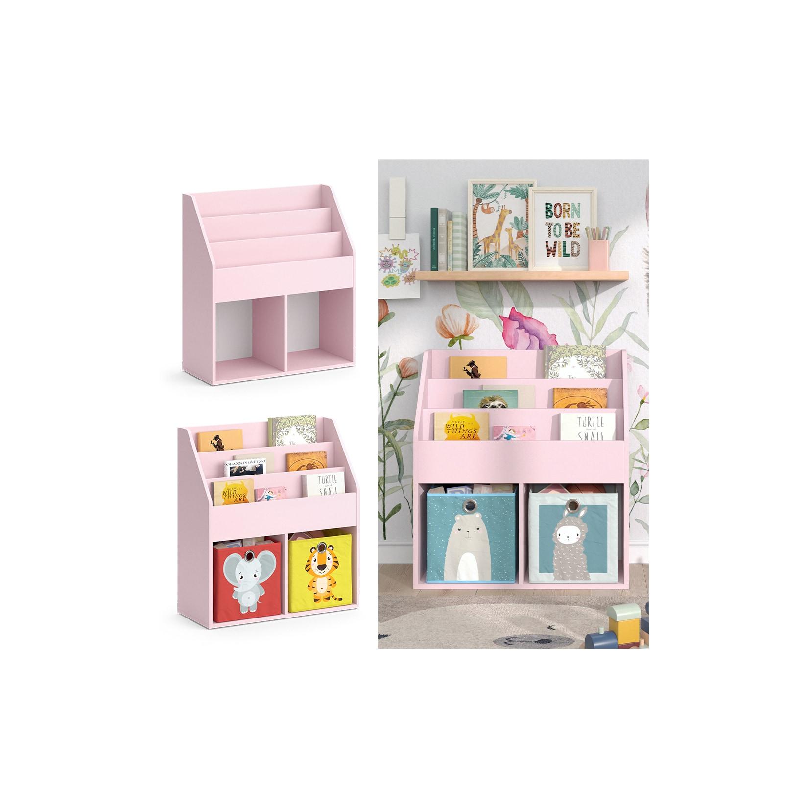 Vicco Kinderbücherregal Luigi 72 x 79 cm, Rosa, Kinderzimmerregal, offene Fächer