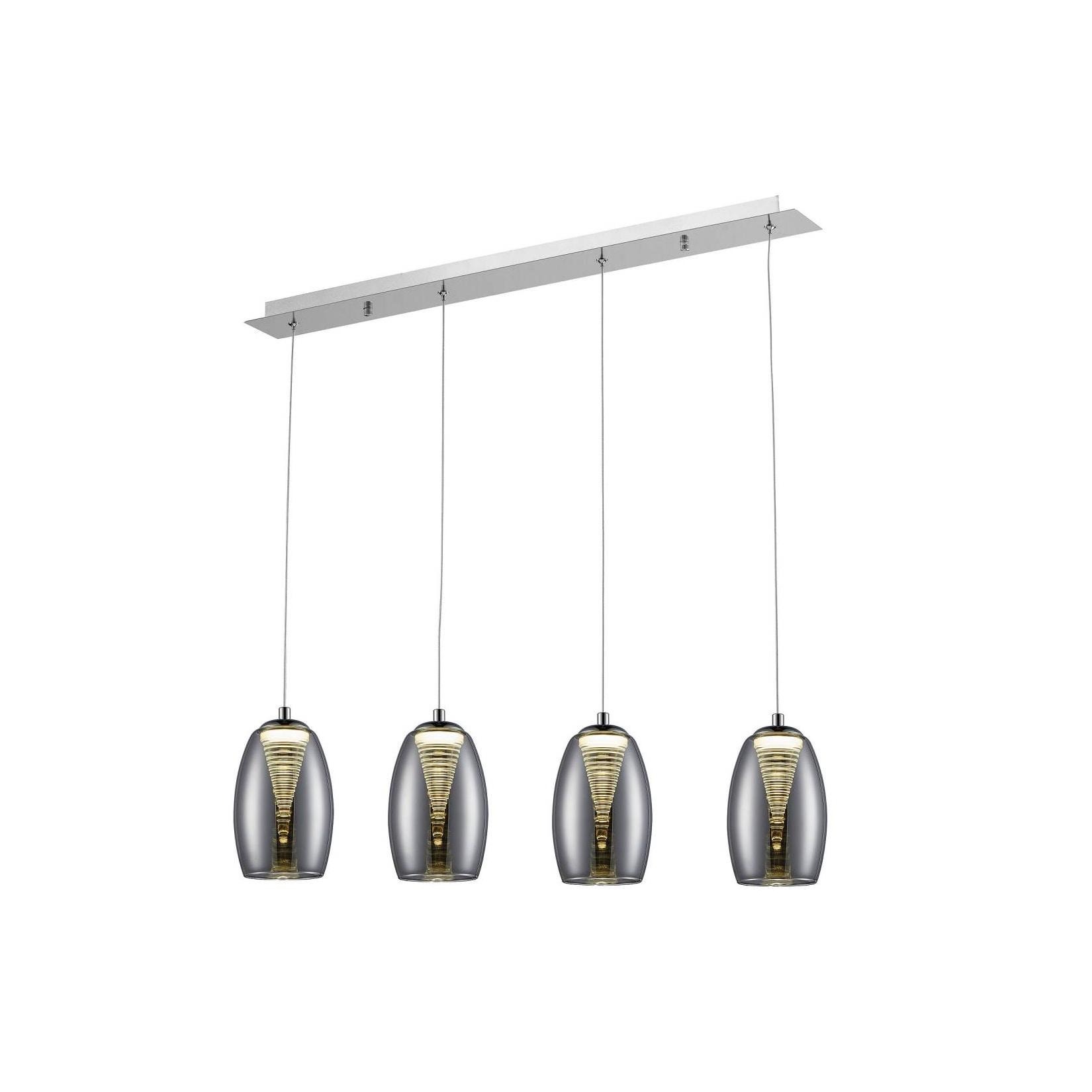BRILLIANT Lampe Metropolis LED Pendelleuchte 4flg chrom/rauchglas easyDim 4x 5W LED integriert COB, 500lm, 3000K In der Höhe einstellbar / Kabel kürzbar EasyDim: dimmbar mit herkömmlichen Lichts