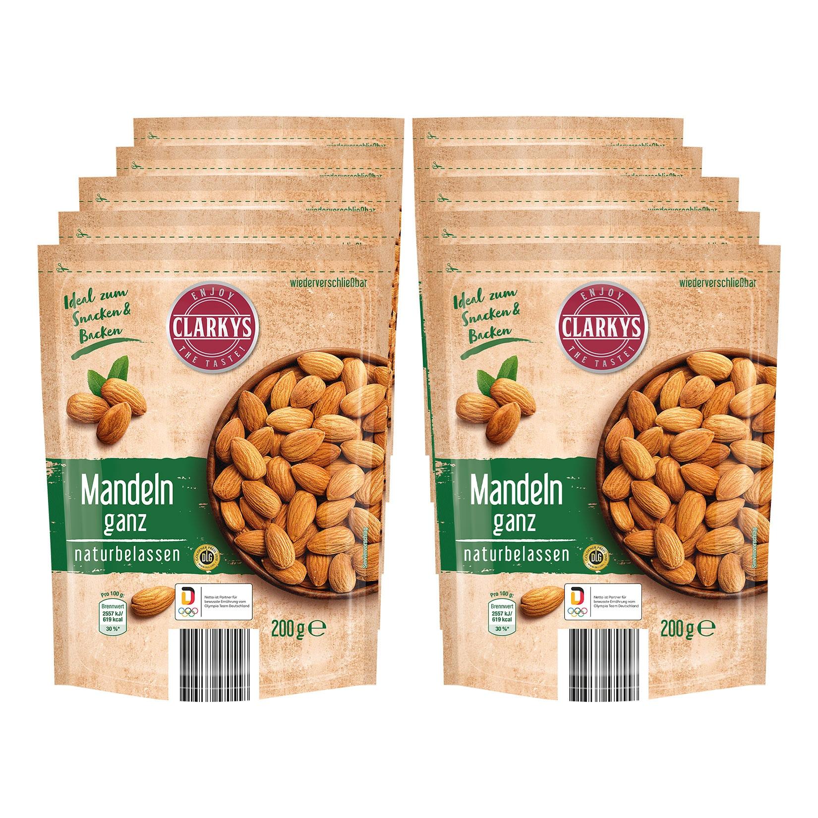 Clarkys Mandeln ganz 200 g, 10er Pack