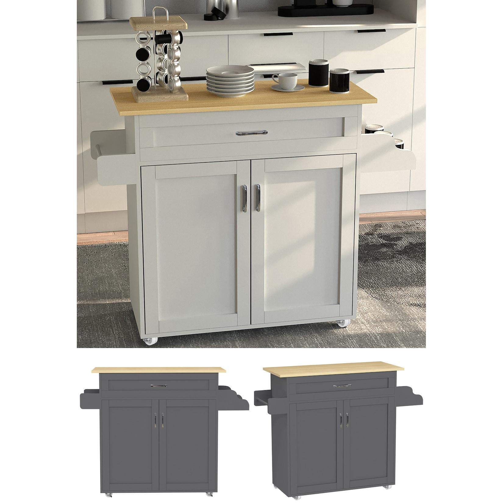 VCM Küchenwagen Rollwagen Maße ca. H. 89 x B. 114 x T. 39 cm ausreichend Stauraum rollbar Servierwagen - Pastano